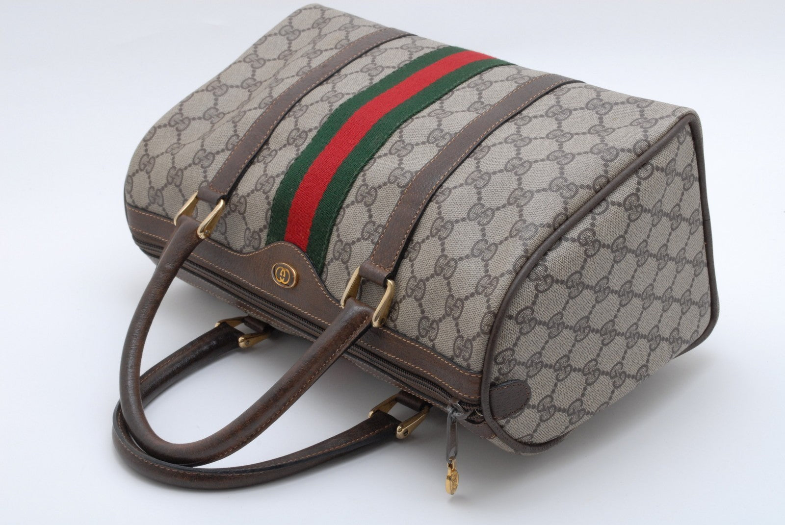 Gucci Guuci GG Supreme Boston Bag - Beige Brown, PVC Leather