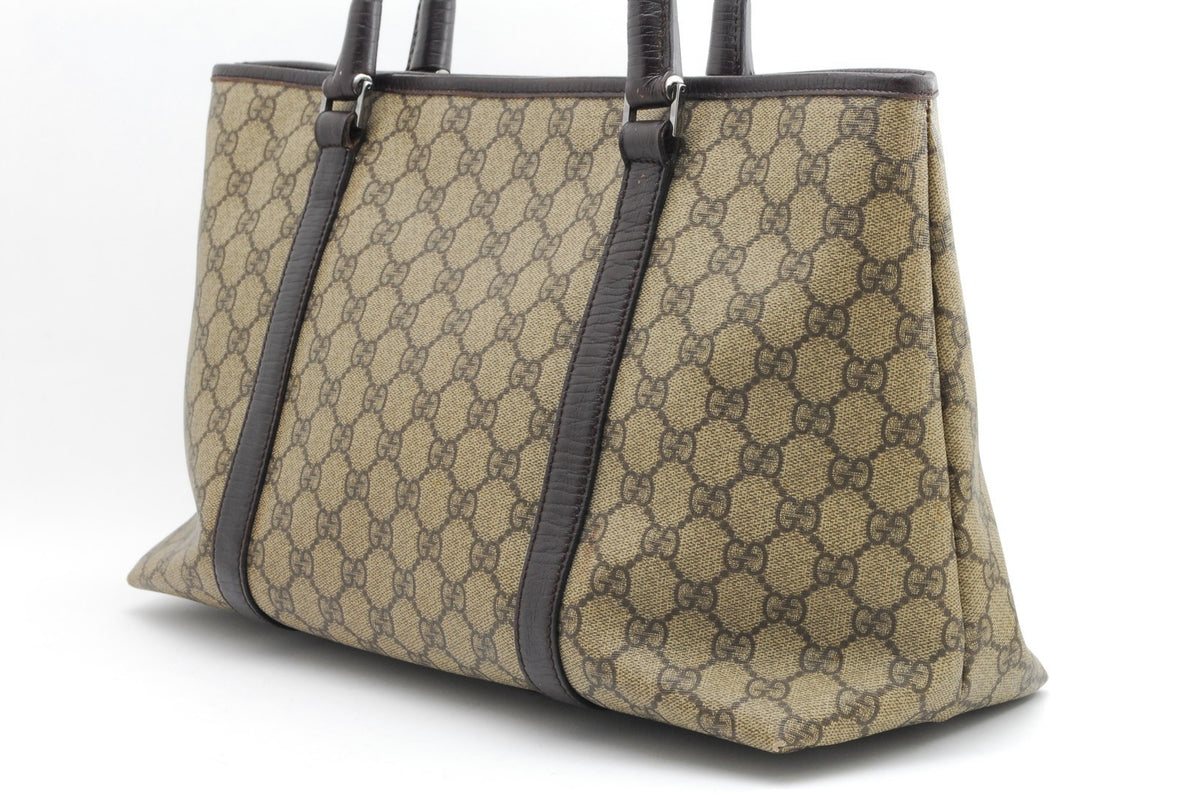 Gucci GG Supreme Tote Bag - Beige Brown, PVC Leather
