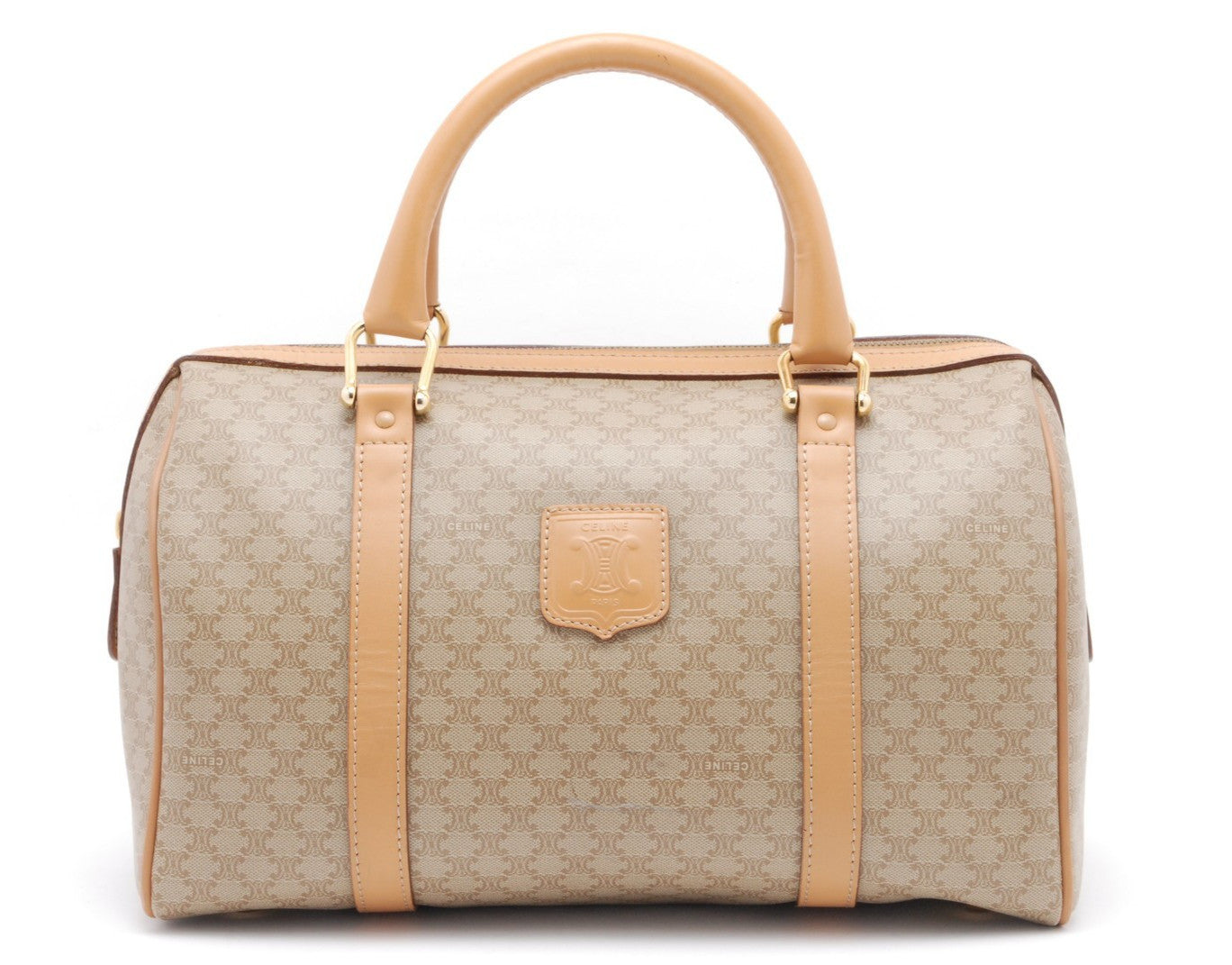 Celine Macadam Boston Bag - Beige, PVC Leather
