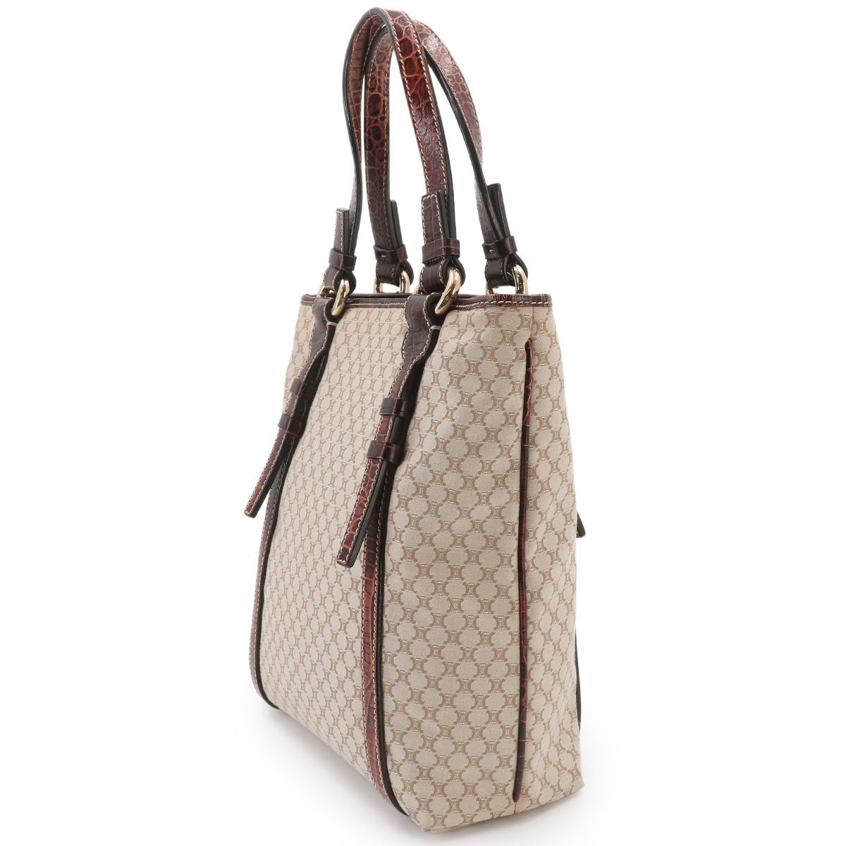 Celine Macadam Tote Bag - Beige, Brown, Canvas, Leather