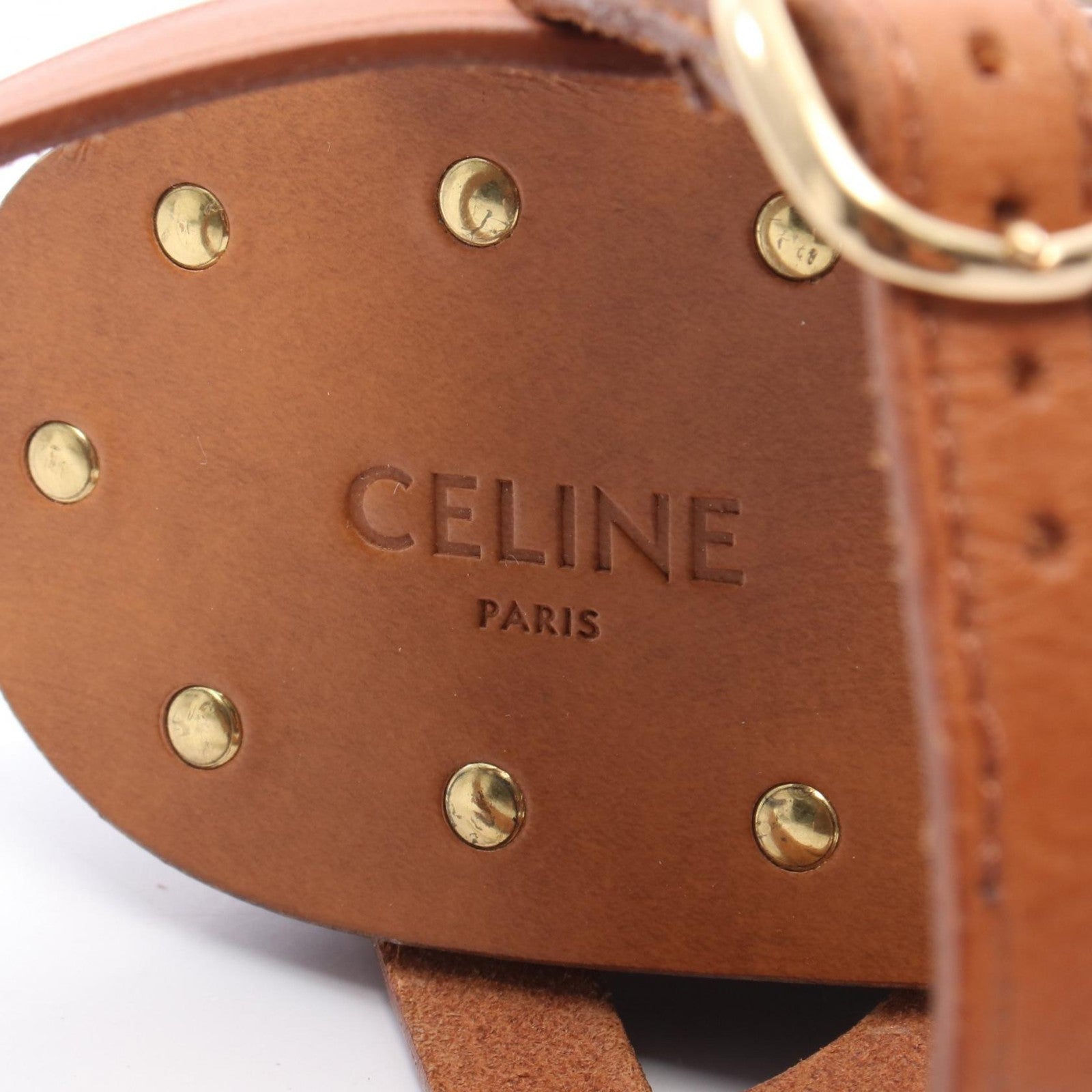 Celine Triomphe Platform Sandals - Brown, Leather