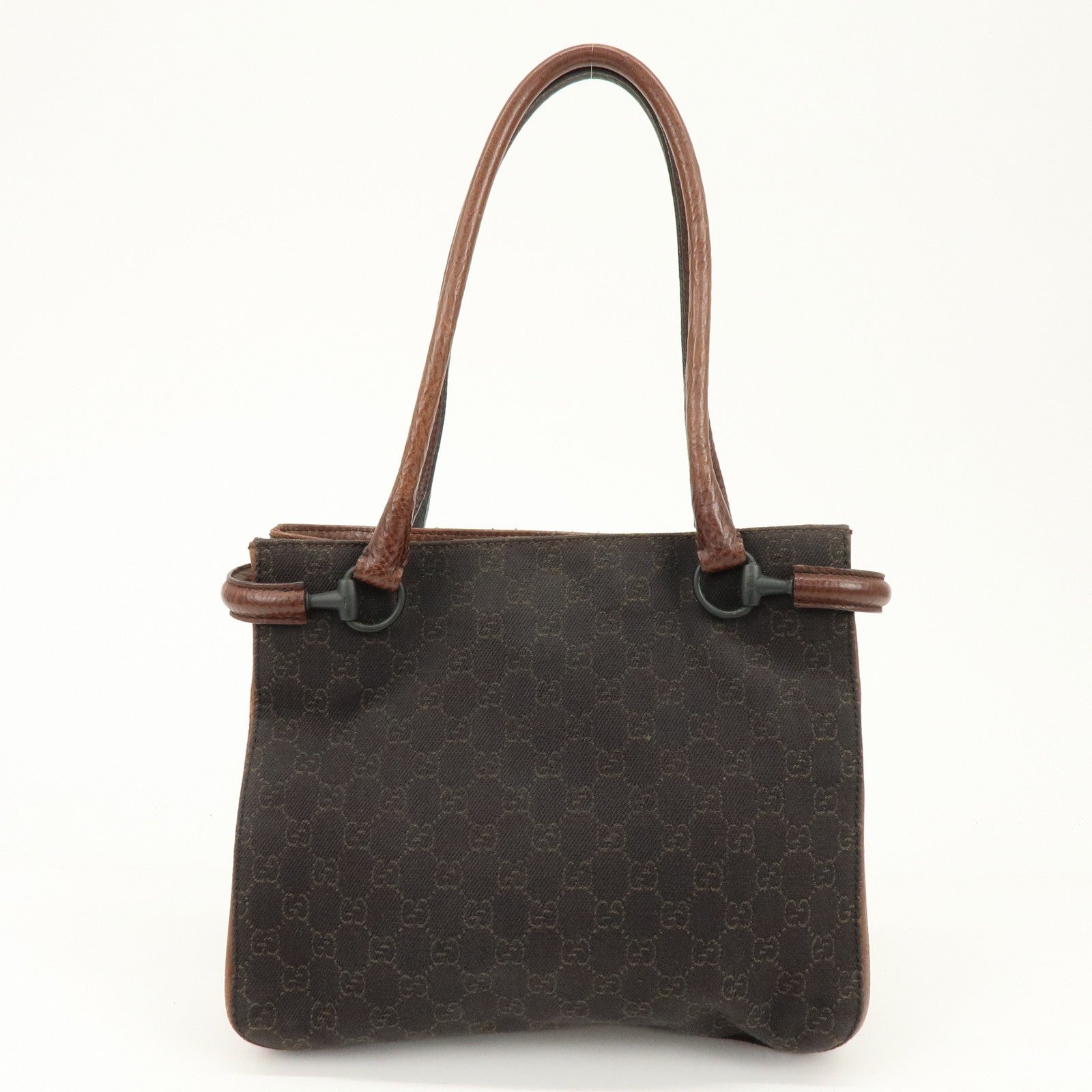 Gucci Denim Tote Bag - Brown, GG Canvas, Leather