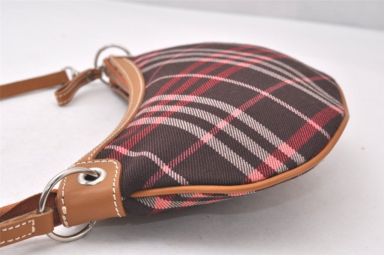 Burberry Blue Label Check Hand Bag - Red, Canvas