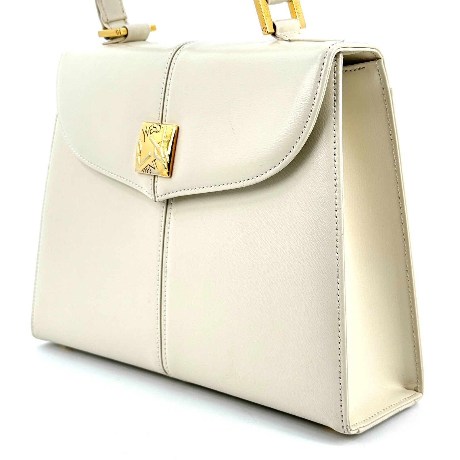 Saint Laurent Shoulder 2Way Hand Tote Bag - White, Leather