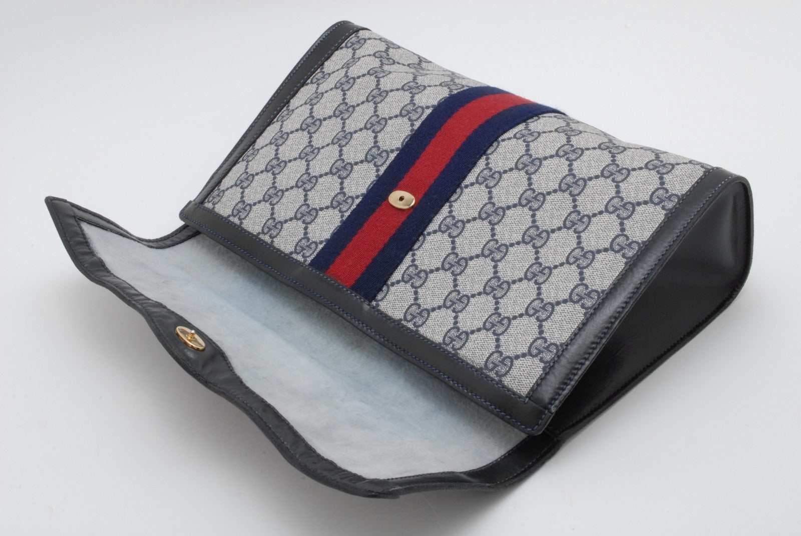 Gucci GG Supreme Web Clutch - Navy, Canvas, Leather