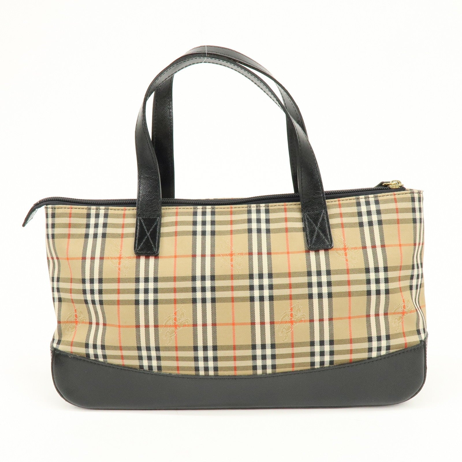 Burberry Nova Plaid Tote Bag - Brown, Black, Canvas, Leather