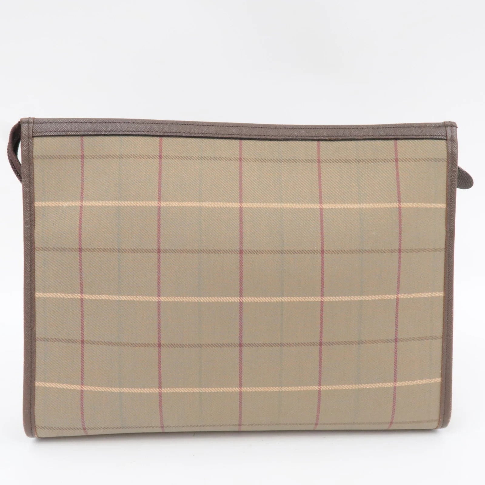Burberry Plaid Clutch Bag - Beige Brown, Canvas Leather