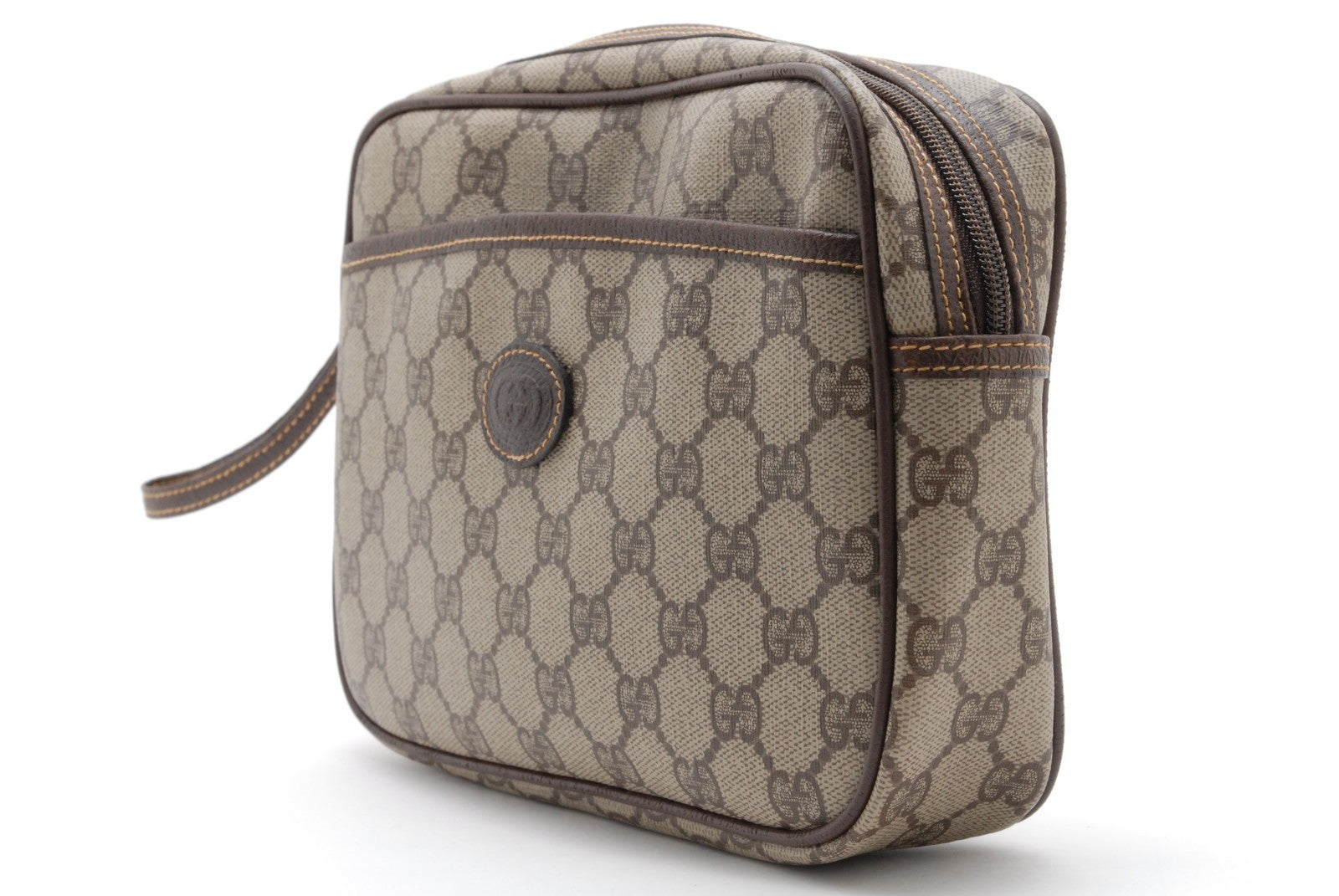 Gucci Pouch Clutch Bag - Brown, PVC Leather
