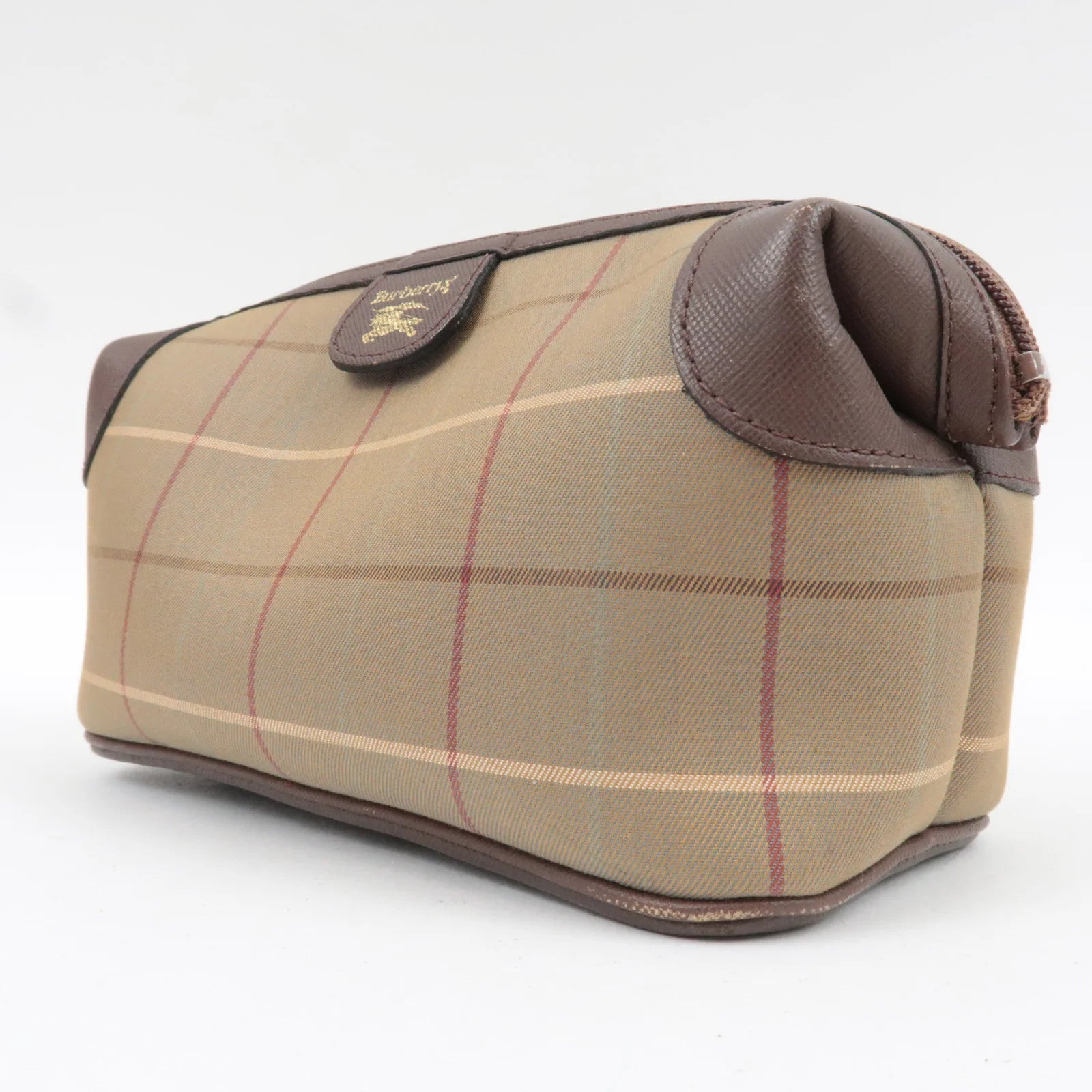 Burberry Nova Plaid Cosmetic Pouch - Beige, Canvas Leather