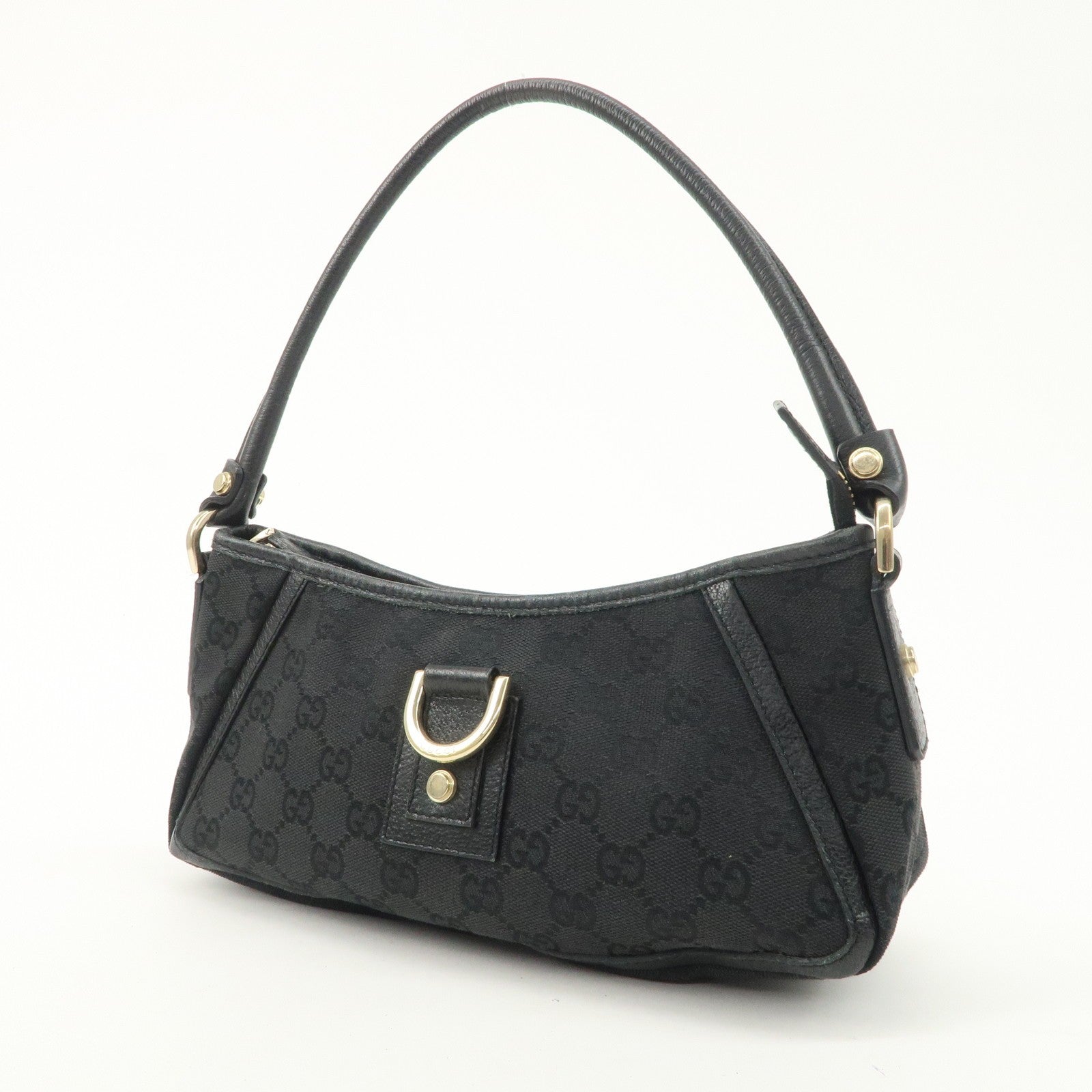 Gucci Abbey GG Canvas Leather One Shoulder Bag - Black, Canvas