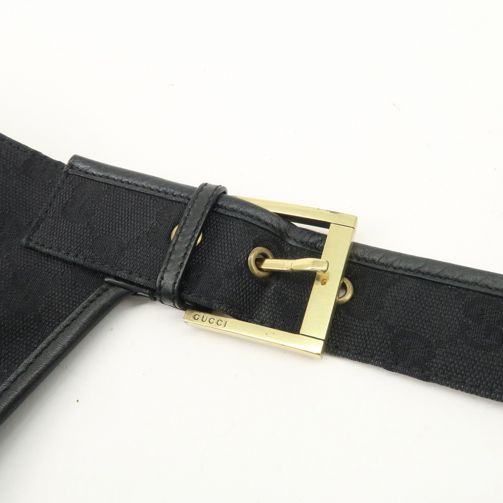 Gucci GG Canvas Leather semi Shoulder Bag - Black, Canvas