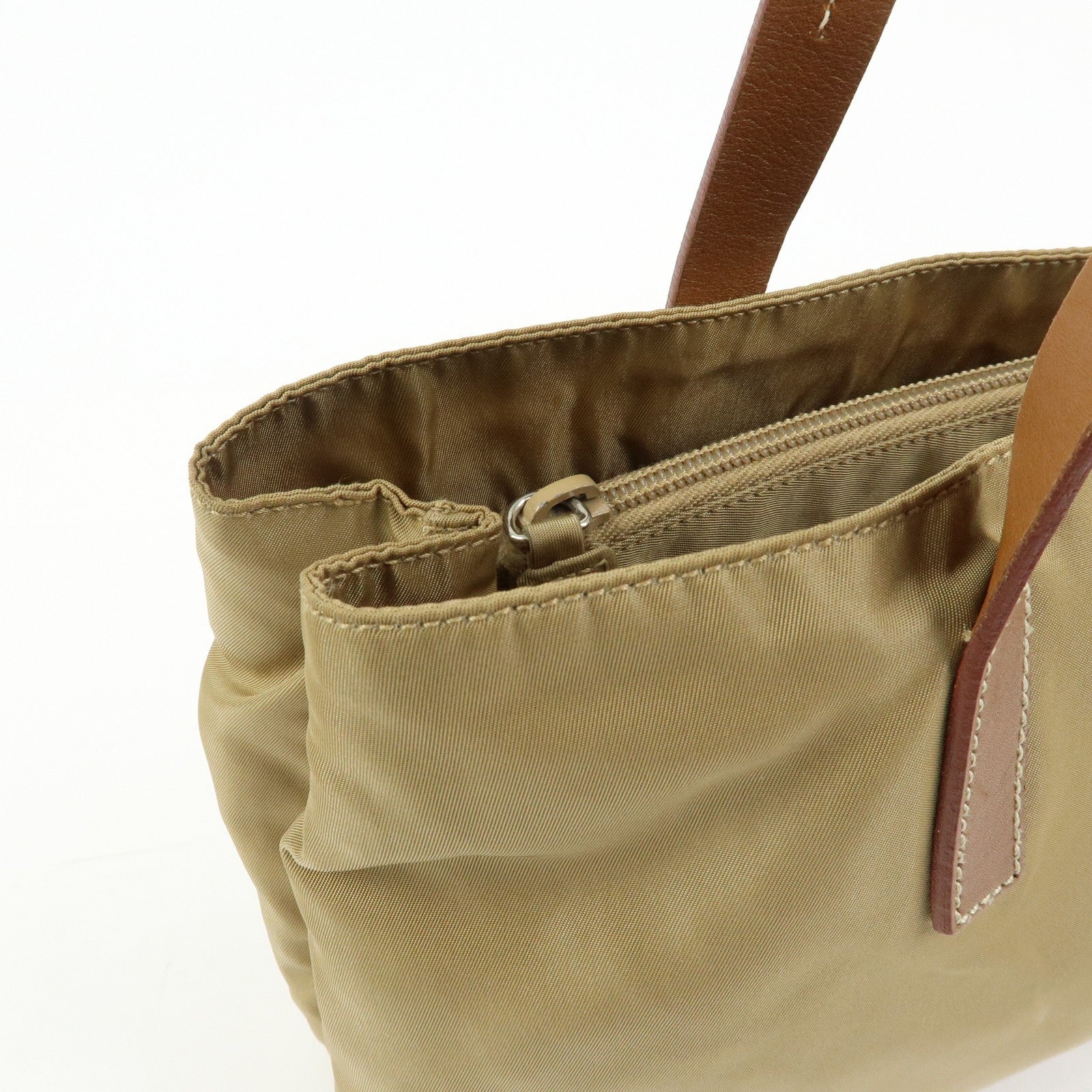 Prada Triangle Logo Tote Bag - Khaki, Nylon