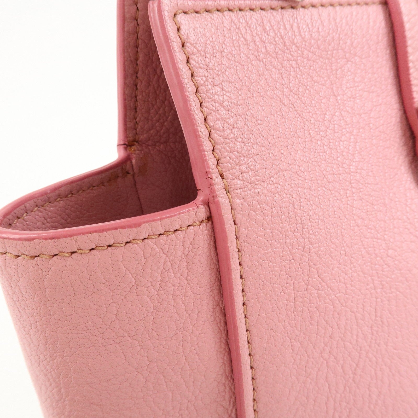 Miu Miu Logo Madras Hand Bag - Pink, Leather