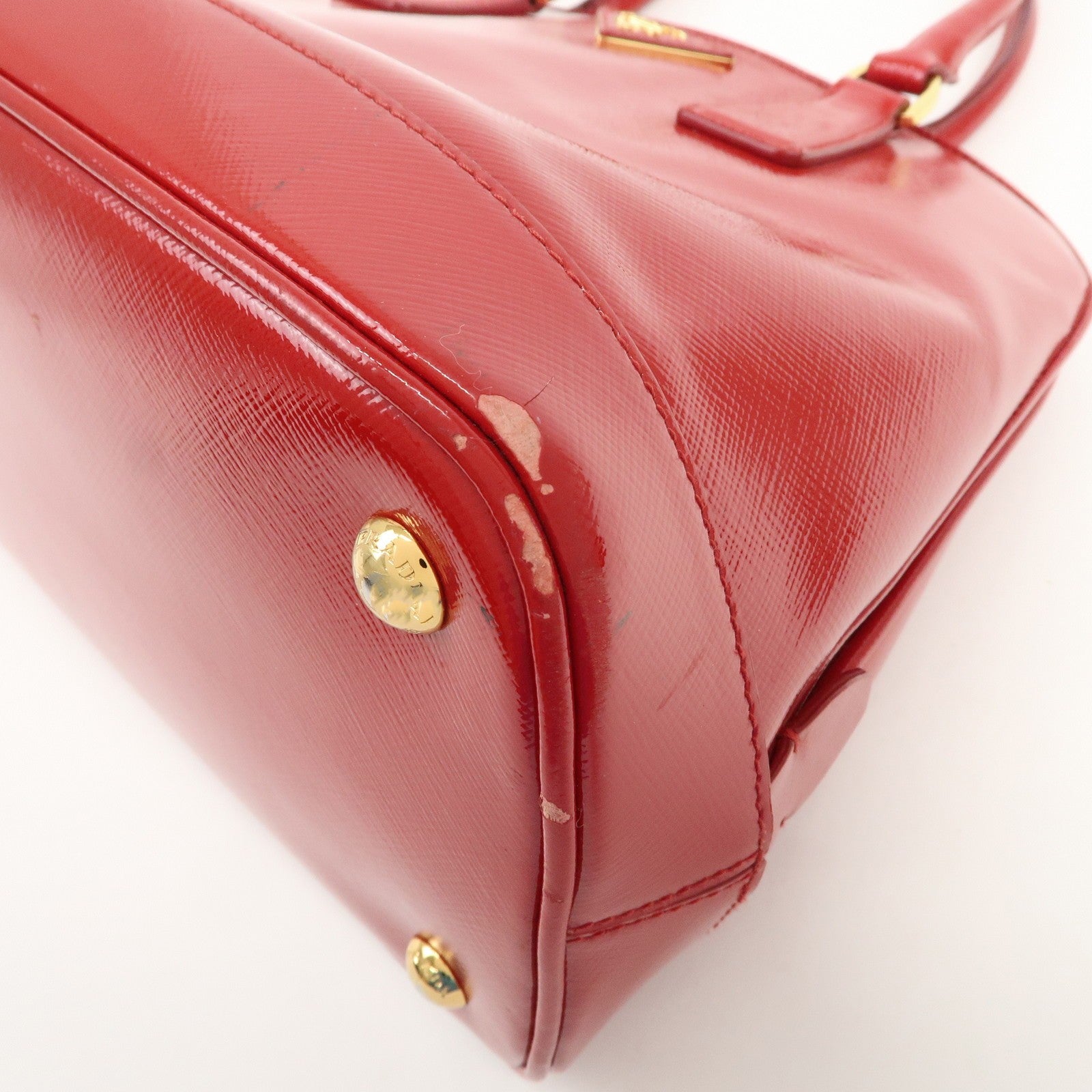 Prada BN2567 Hand Bag - Red, Patent Leather