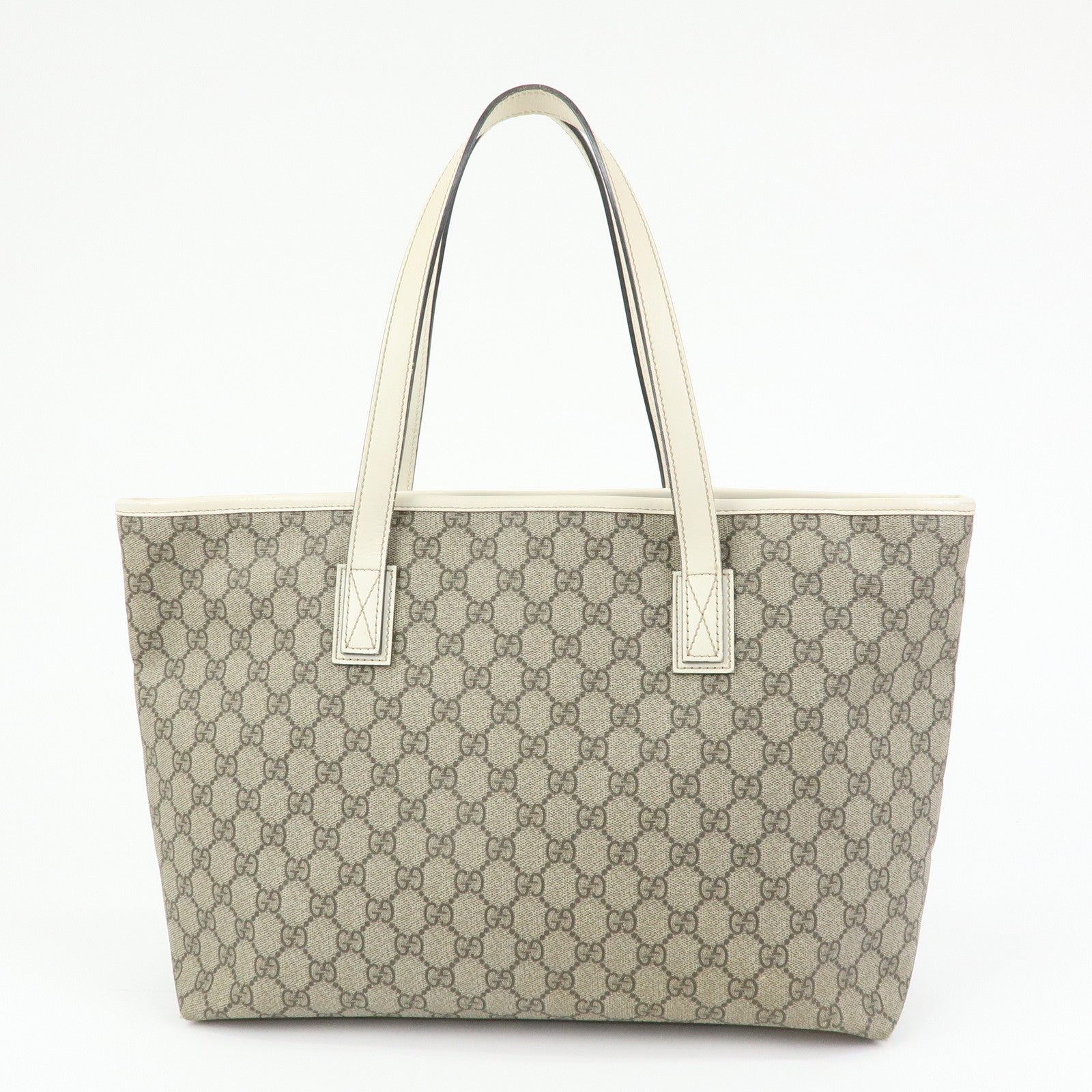 Gucci Tote Bag - Beige White, GG Supreme Leather