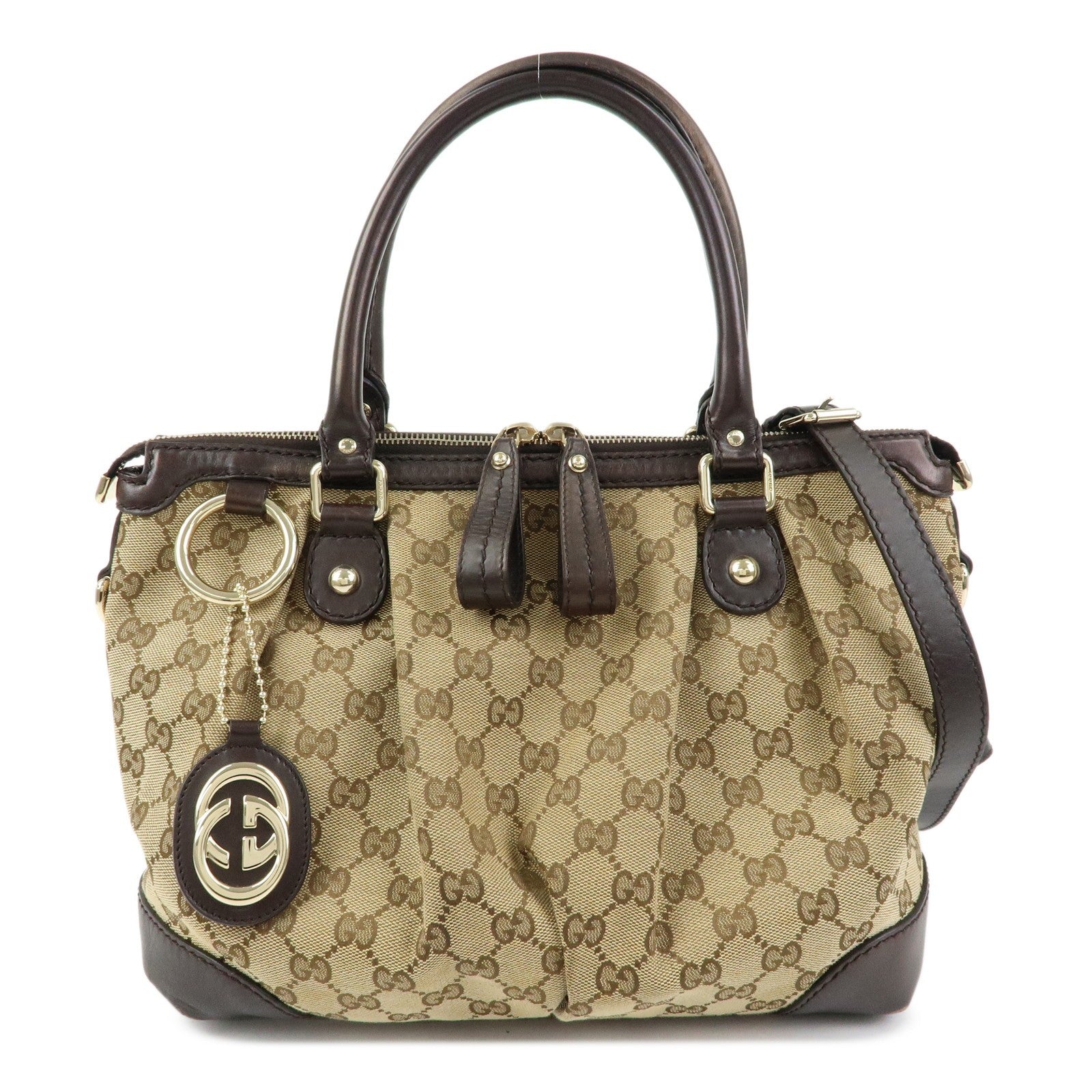 Gucci 247902 2Way Bag - Brown, Canvas and Leather
