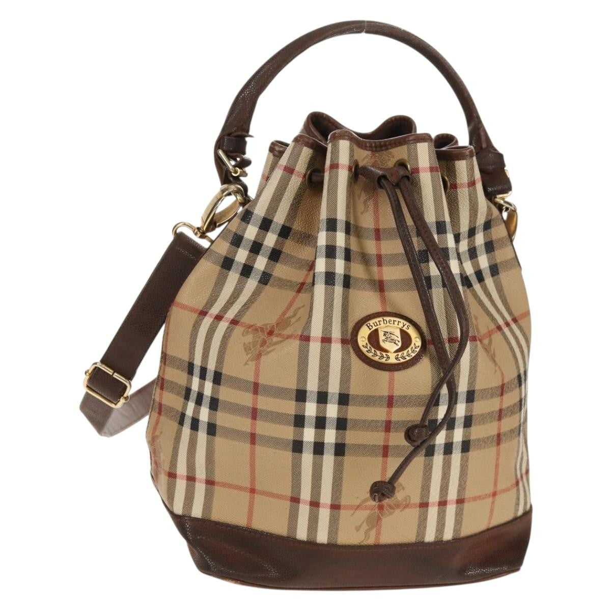 Burberrys Nova Check Hand Bag - Beige/Gold, PVC Leather