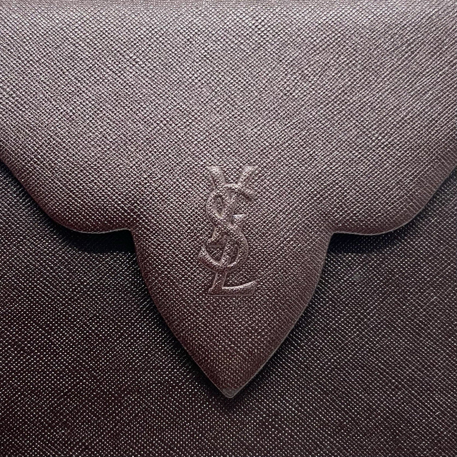 Saint Laurent YSL Vintage Clutch Bag - Brown, Saffiano Leather