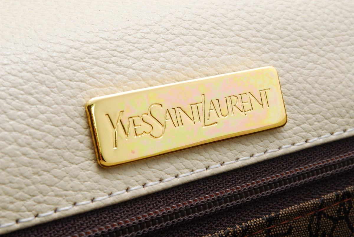 Saint Laurent Yves Saint Laurent Envelope Clutch Bag - Beige, Leather
