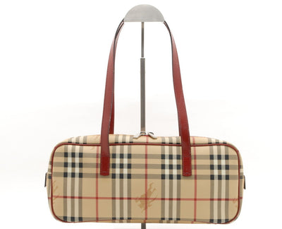 Burberry Nova Shoulder Bag - Red, Leather and PVC Canvas