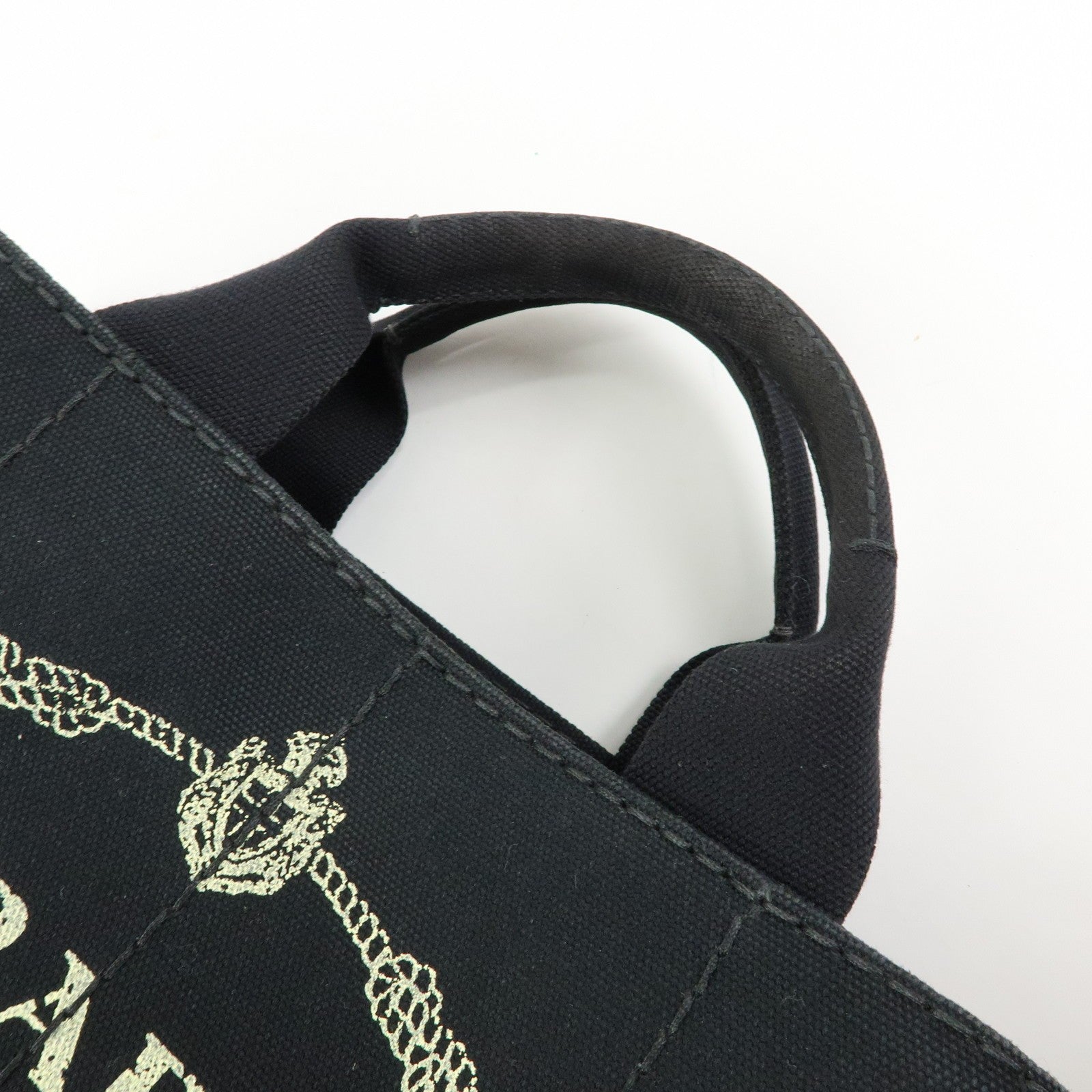 PRADA Canapa Triangle Logo Tote Bag - Black, Canvas
