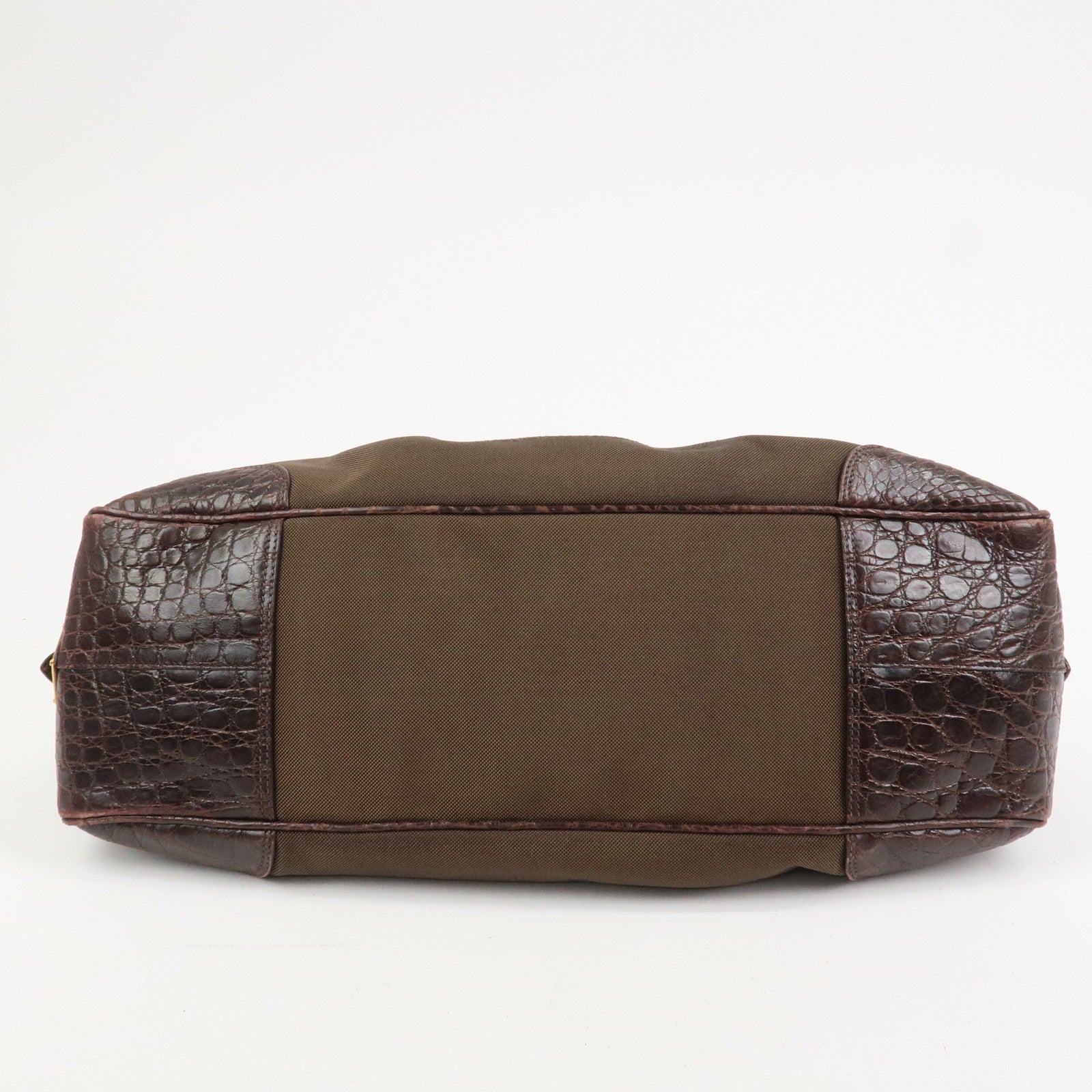 Prada 2Way Shoulder Bag - Brown, Canvas and Embossed Leather
