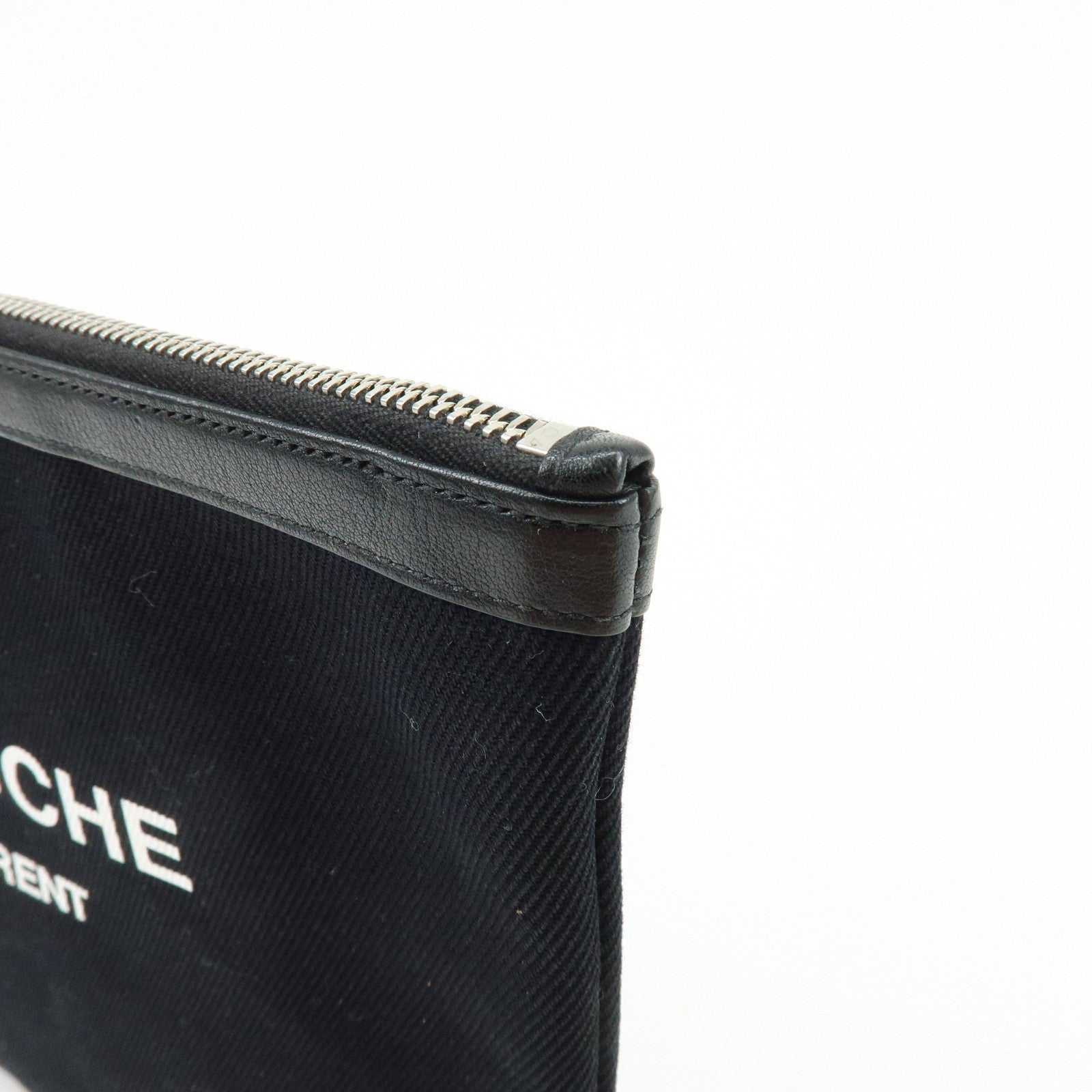 Saint Laurent Paris Clutch Bag - Black, Canvas, Leather