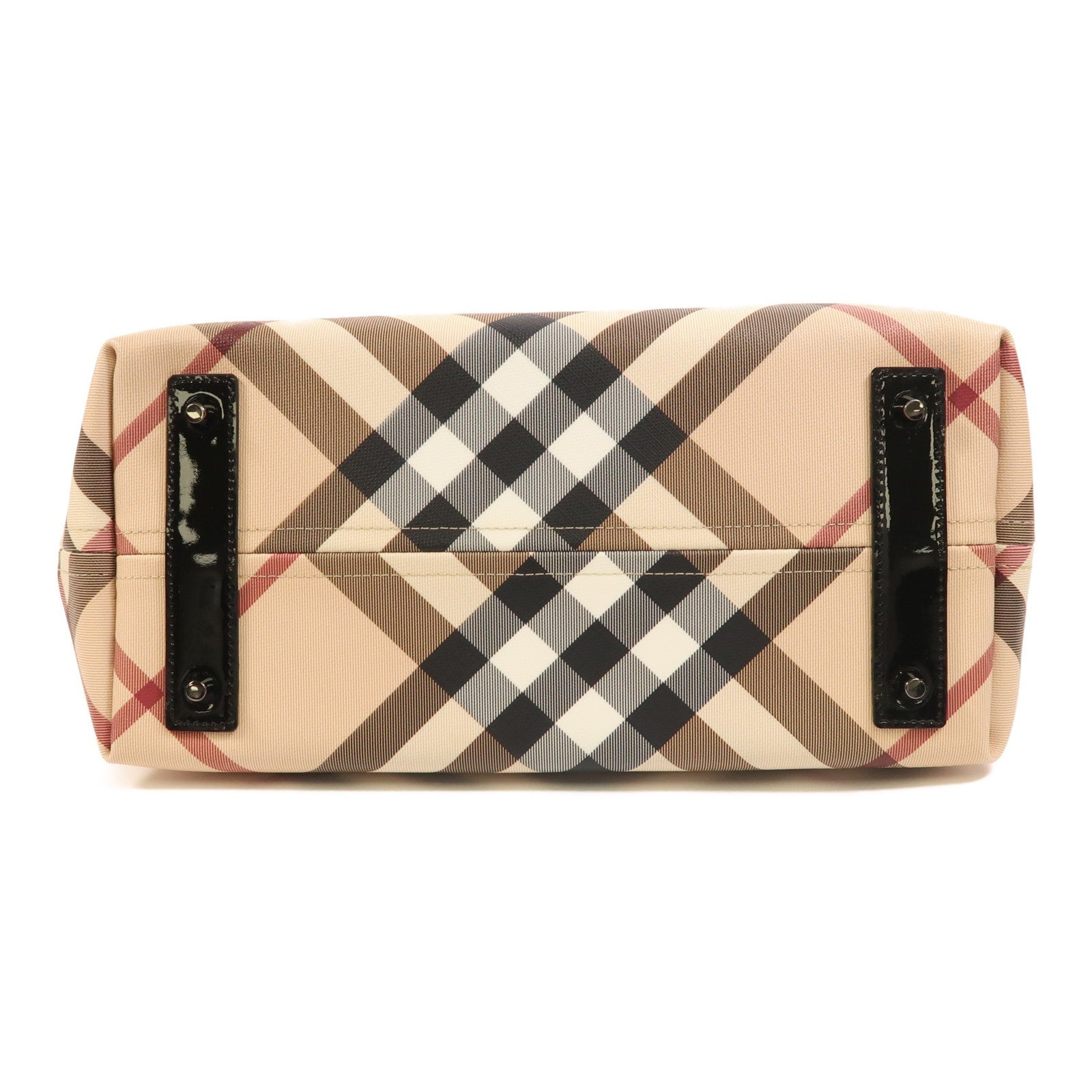 Burberry Shoulder Bag - Beige/Black, Coated Canvas/Patent Leather