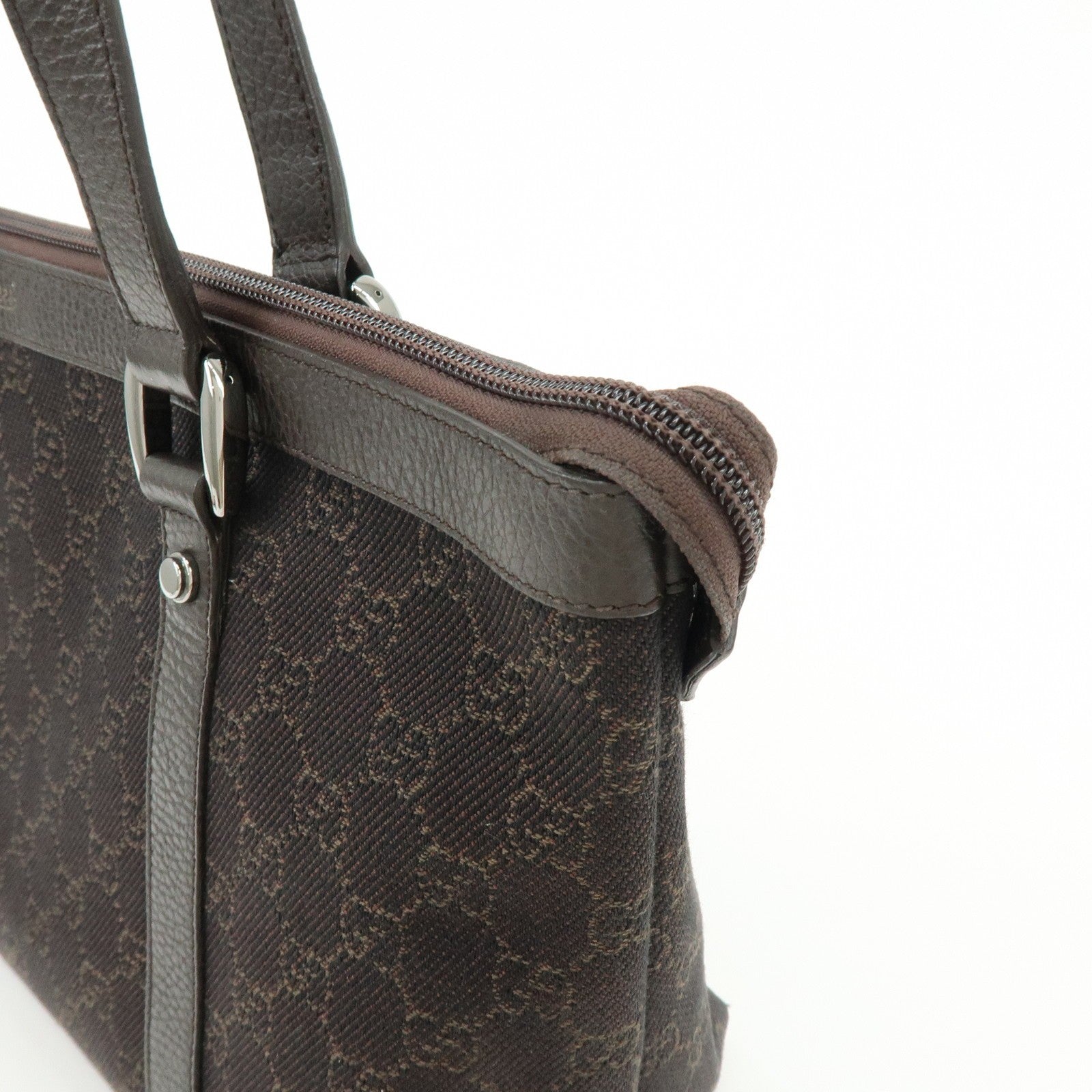 Gucci Abbey Tote Bag - Dark Brown, Denim, Leather