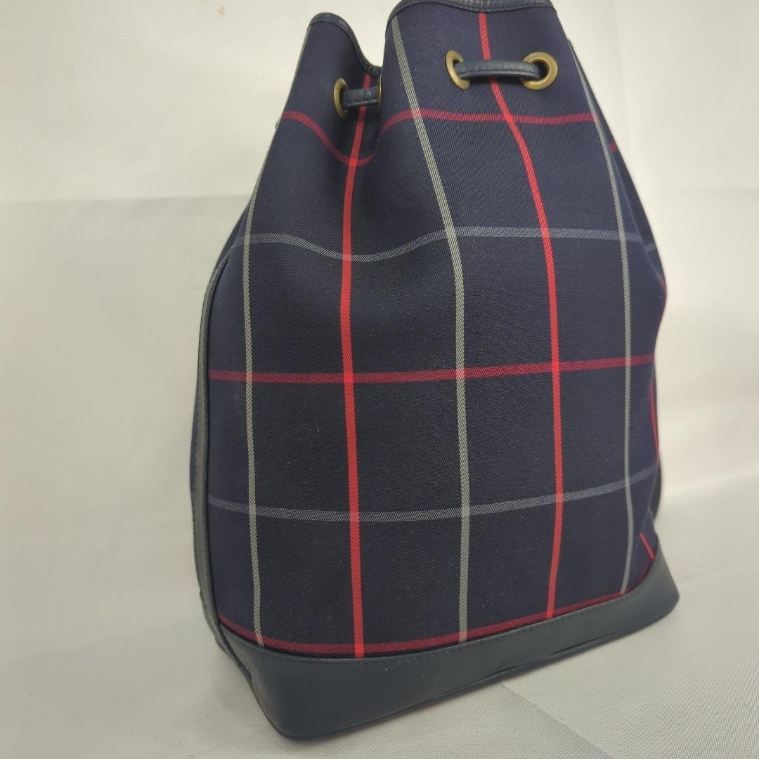 Burberry Nova Check Drawstring Bucket Shoulder Bag - Navy, Canvas Leather