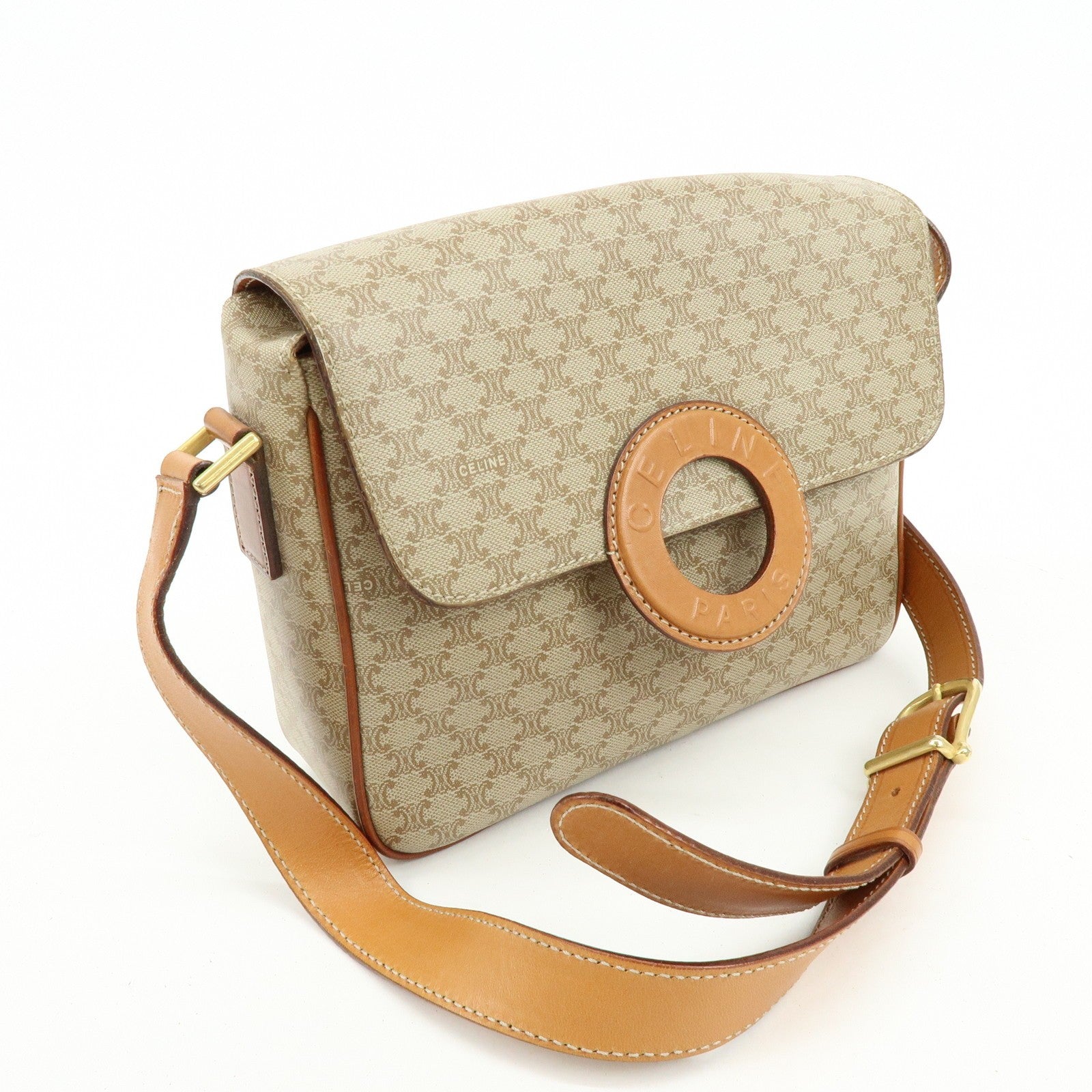 Celine Macadam Shoulder Bag - Beige, PVC Leather