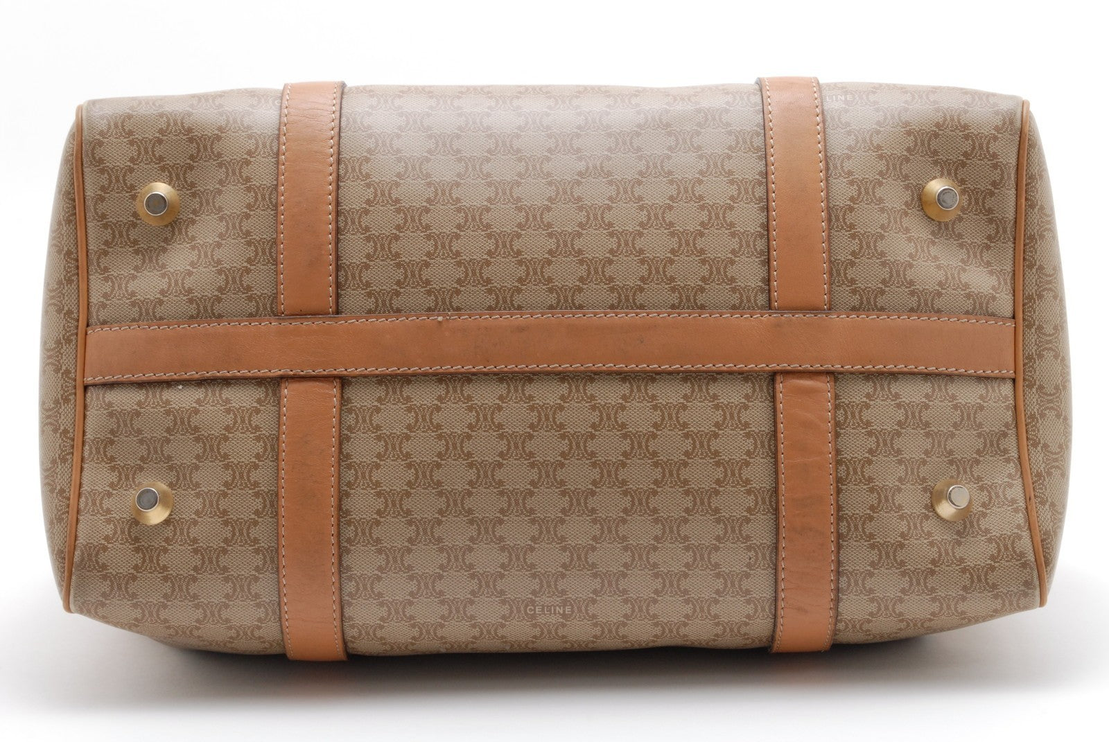 Celine Boston Bag Handbag - Beige Brown, PVC Leather