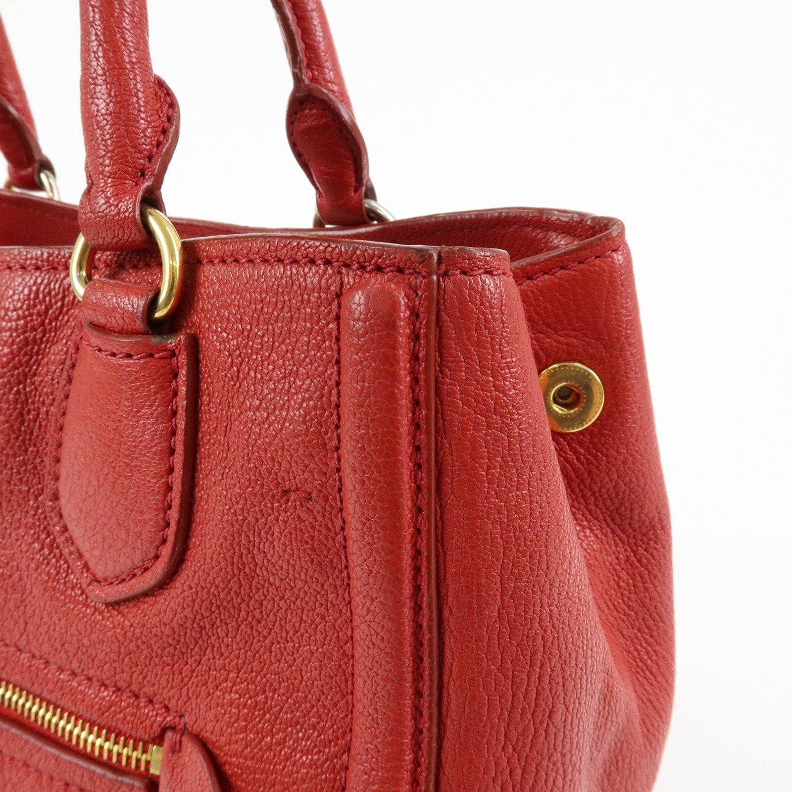 Miu Miu Madras 2Way Handbag - Red, Leather