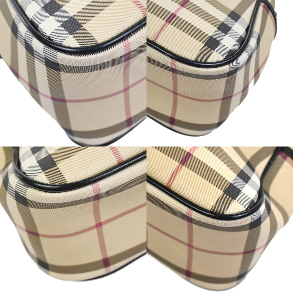 Burberry Nova Check Hand Bag - Beige Black, Leather PVC