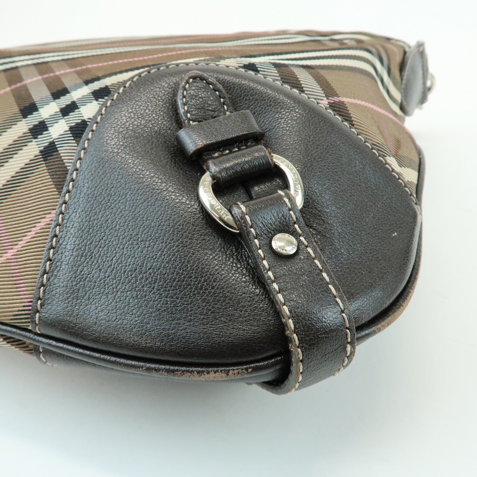 Burberry Nova Plaid Shoulder Bag - Brown, Canvas, Leather