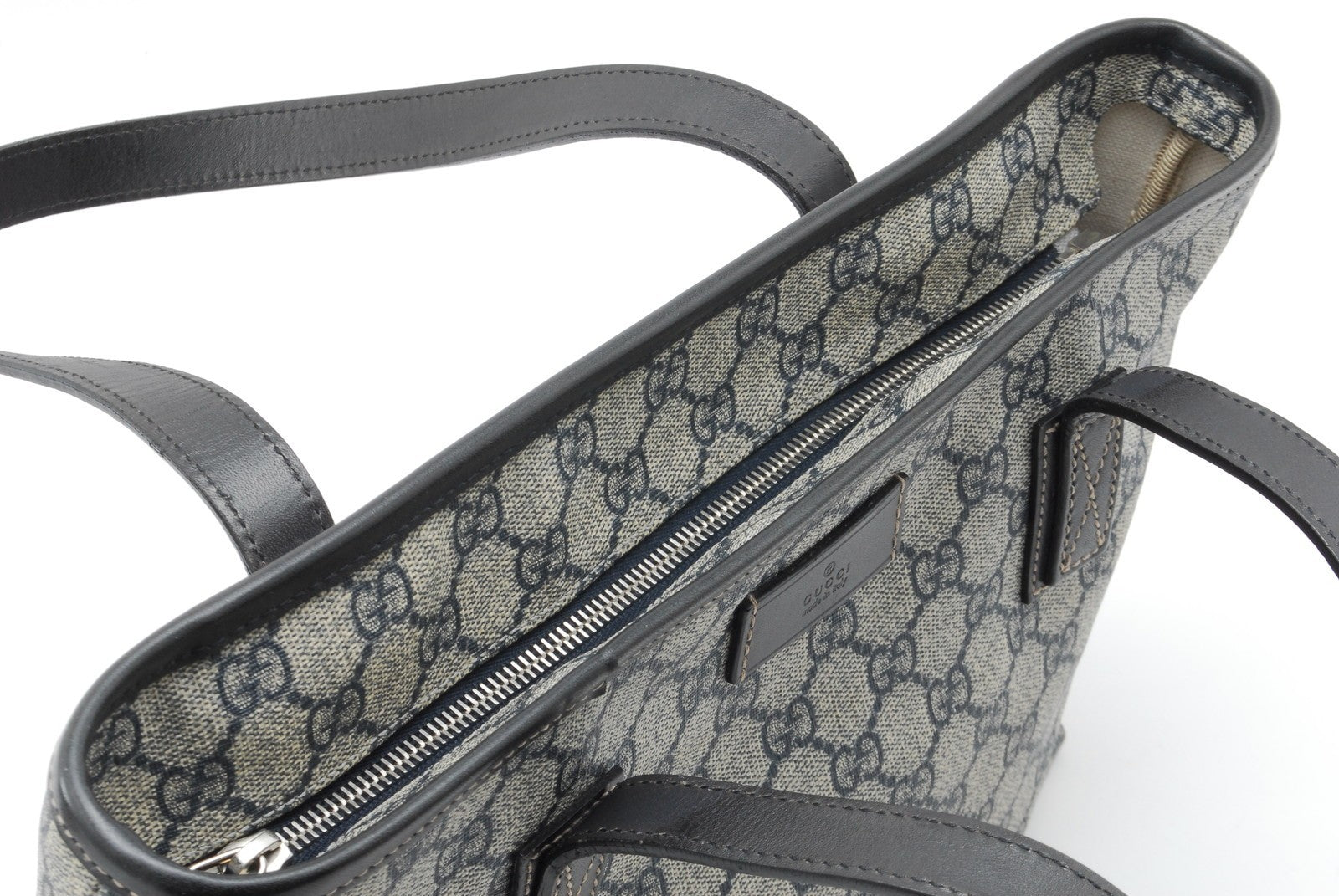 Gucci GG Tote Shoulder Hand Bag - Navy, PVC Leather