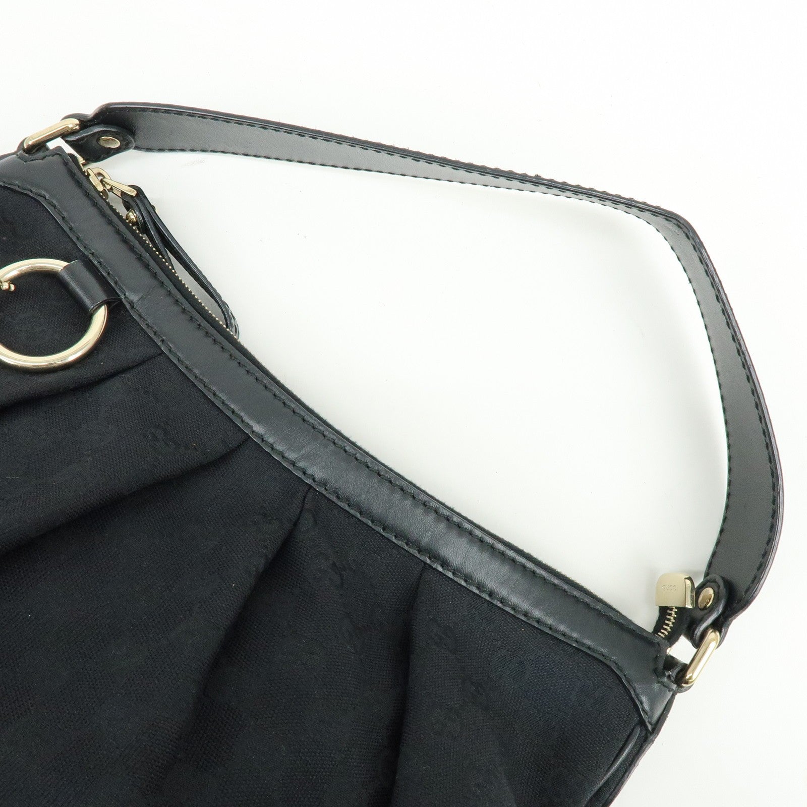 GUCCI Sukey GG Canvas Leather Shoulder Bag Black