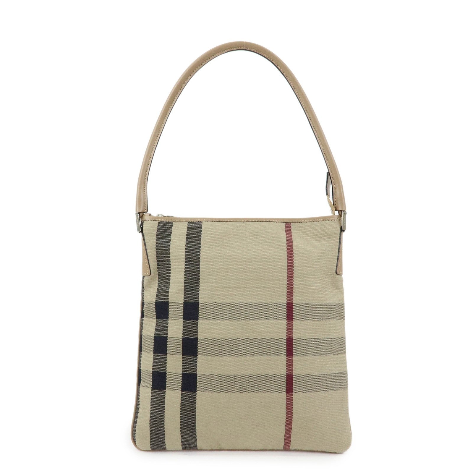 Burberry Nova Plaid Shoulder Bag - Beige, Canvas Leather