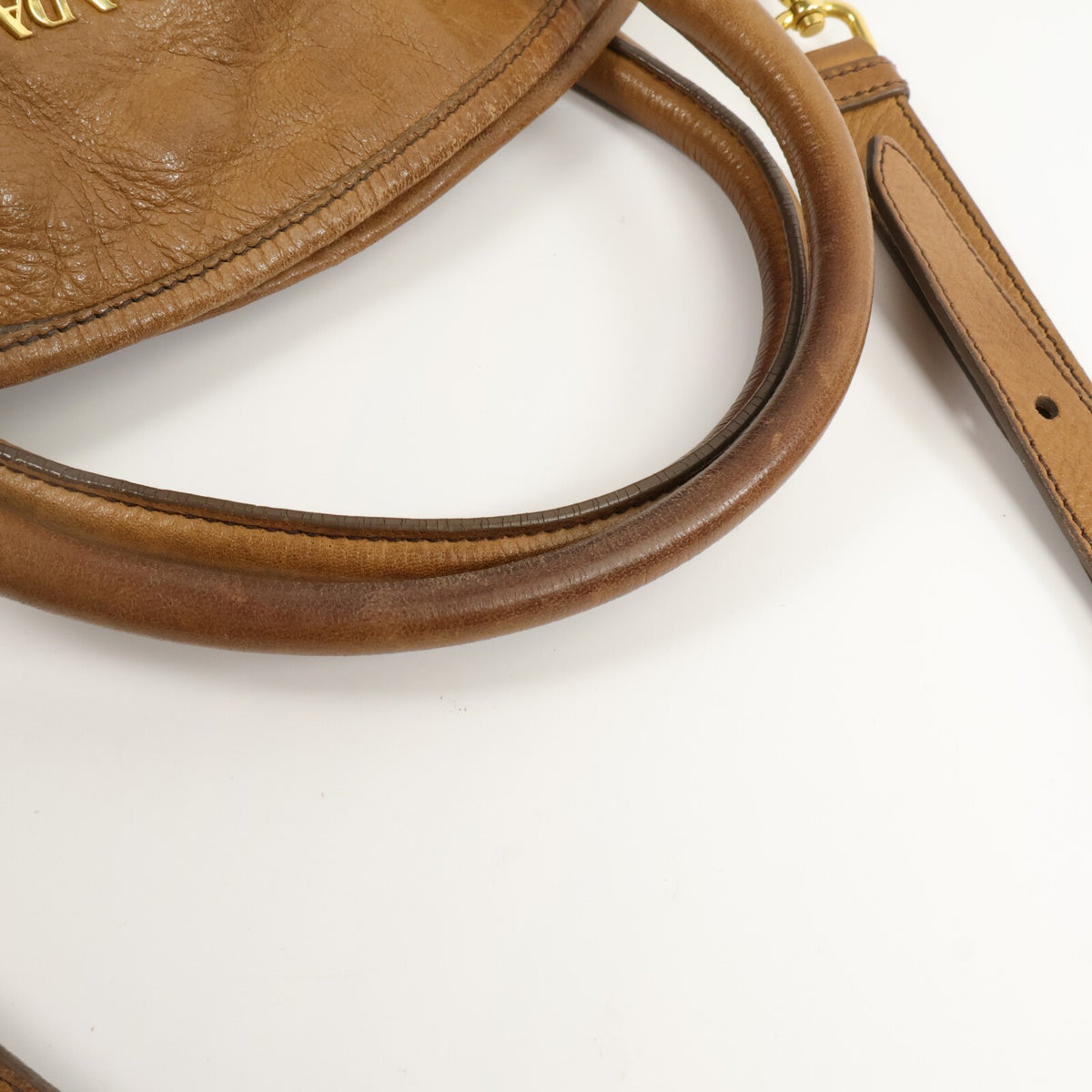 Prada Cervo Shine Bauletto Shoulder Bag - Brown, Deerskin Leather