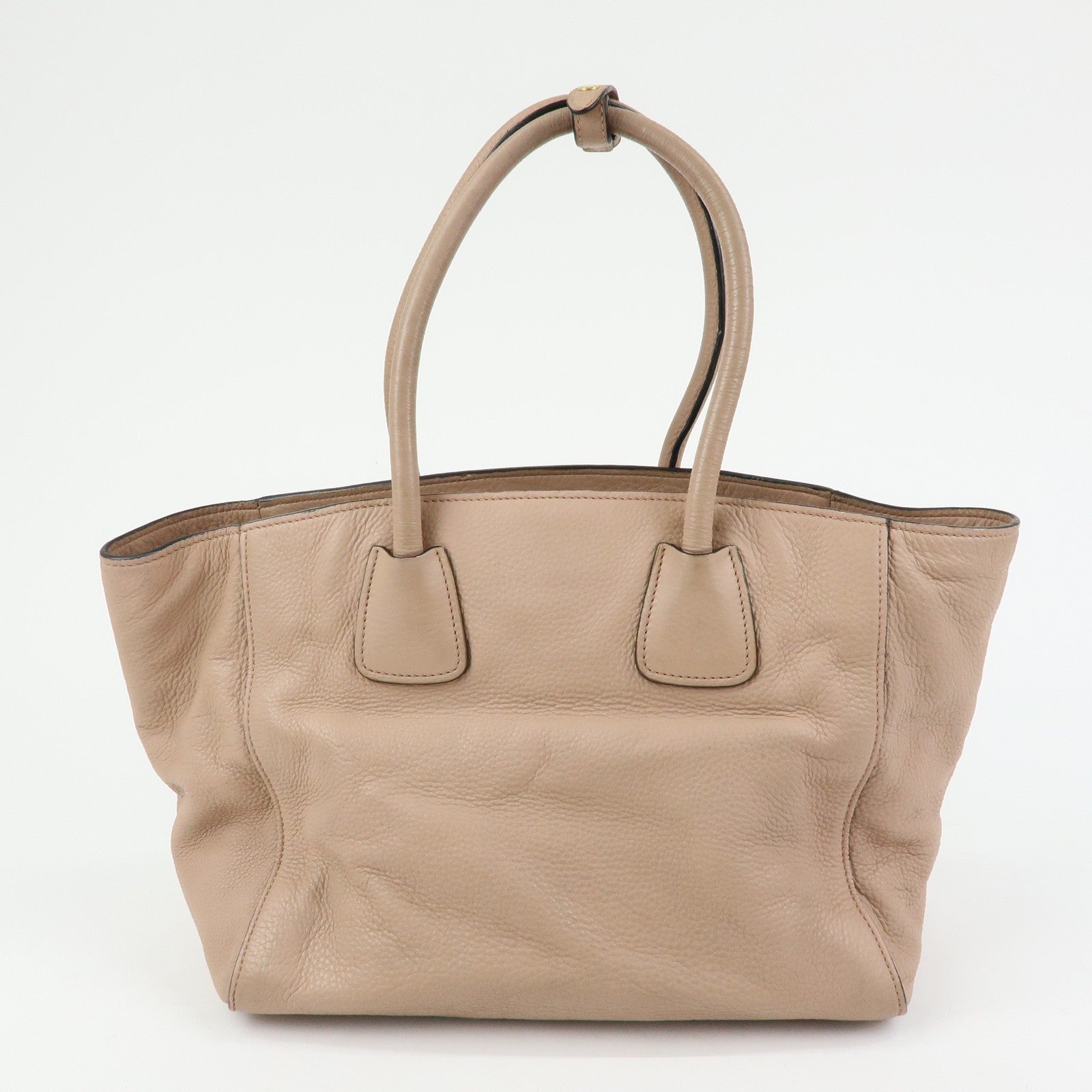 Prada Triangle Logo Tote Bag - Pink Beige, Leather