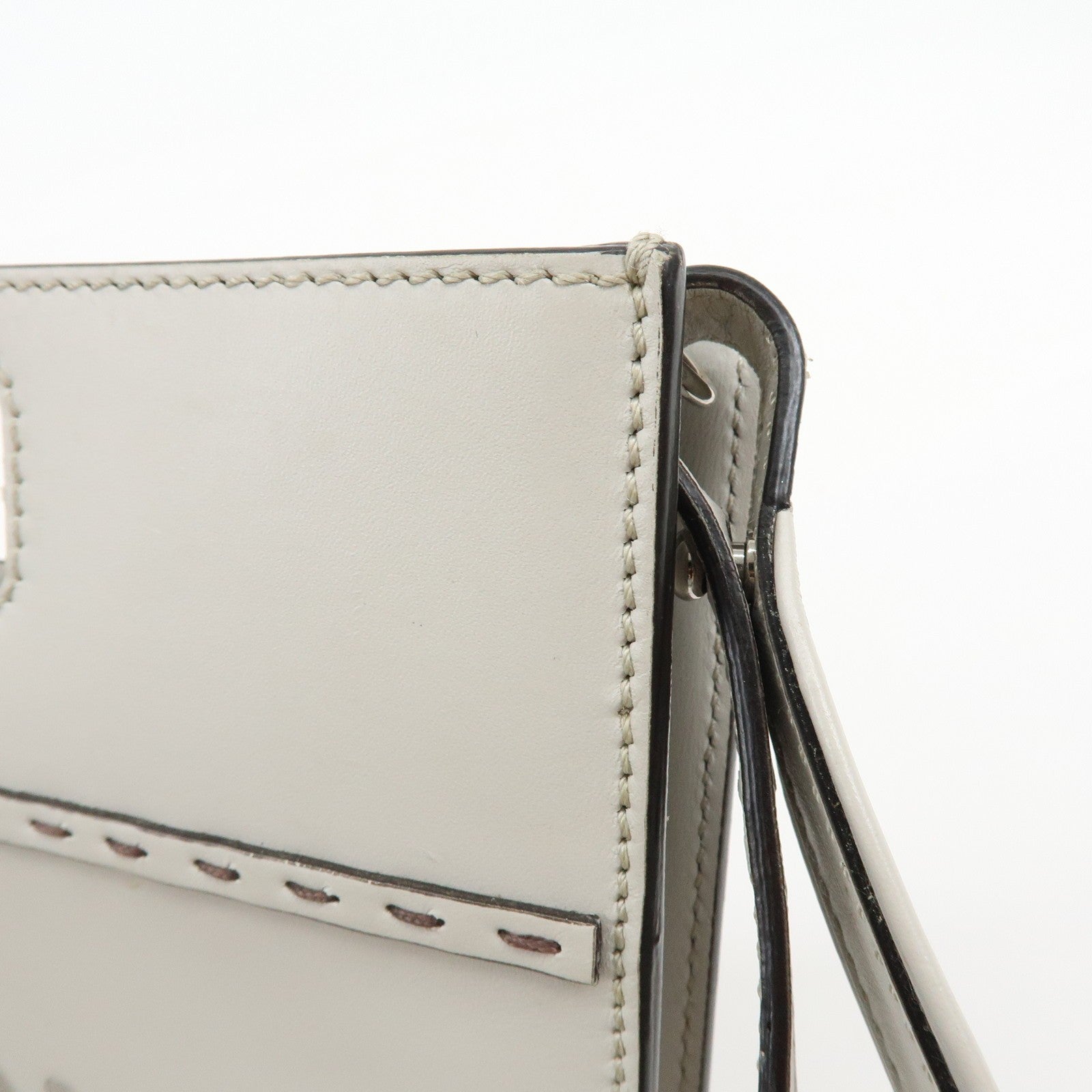 Fendi Logo Shoulder Bag - Light Grey, Leather