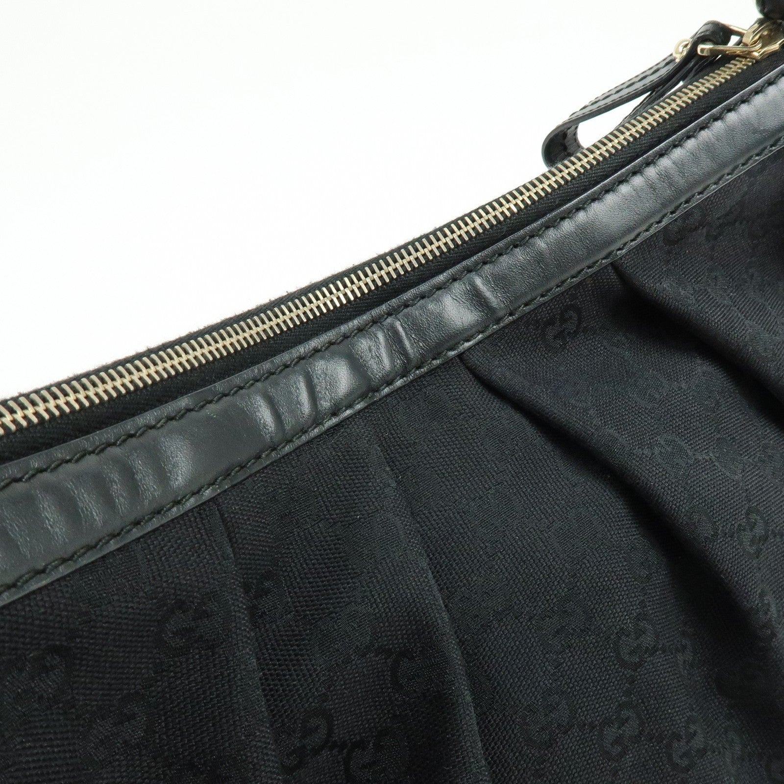 GUCCI Sukey GG Canvas Leather Shoulder Bag Black
