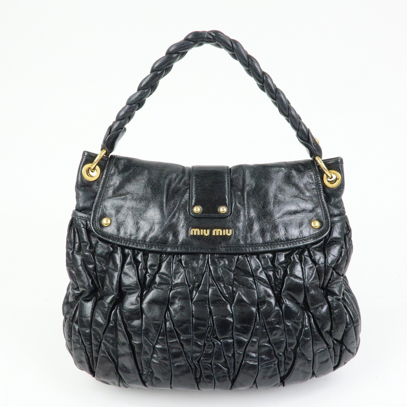 Miu Miu Matelasse Hand Bag - Black, Leather