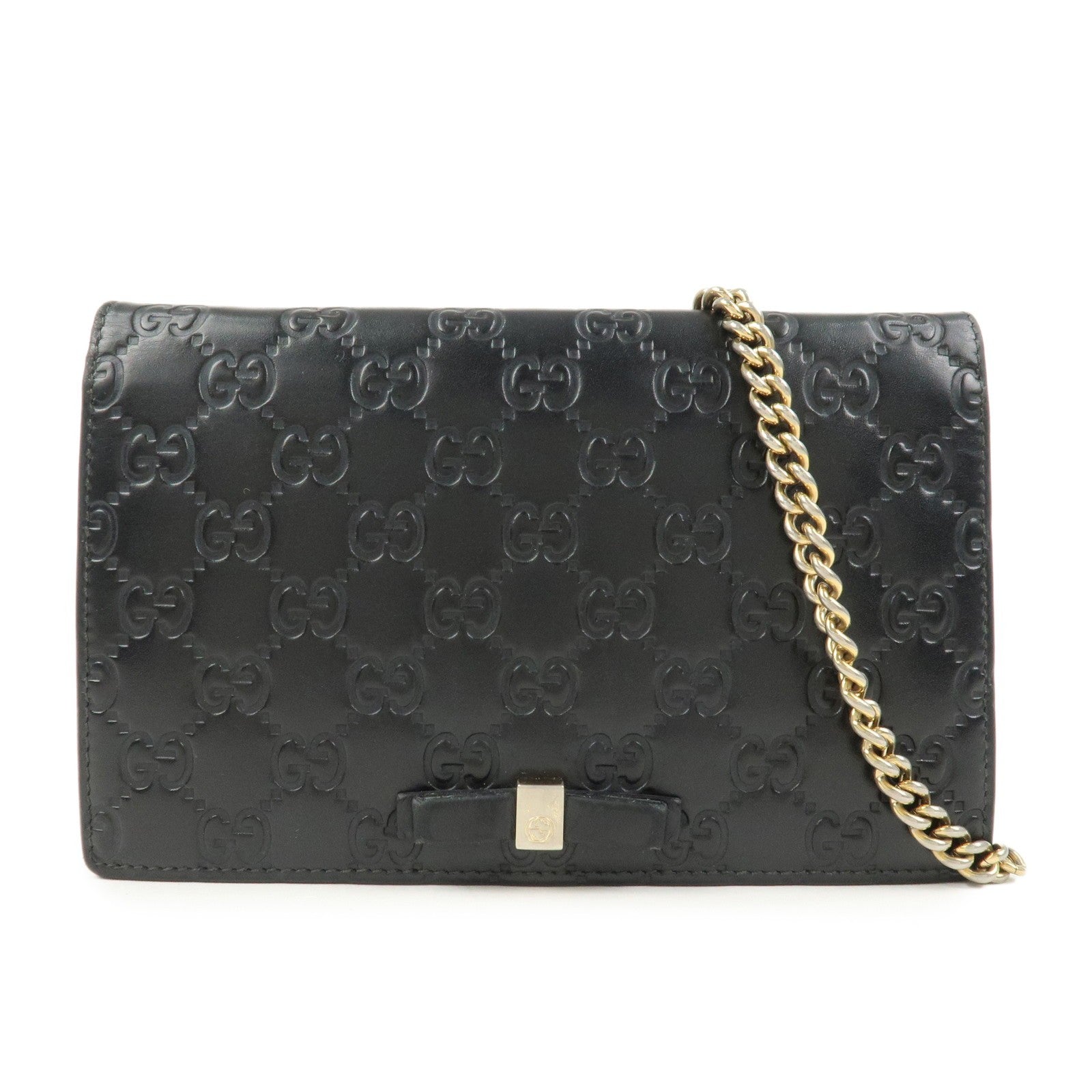 Gucci Interlocking G Guccissima Shoulder Wallet - Black, Leather