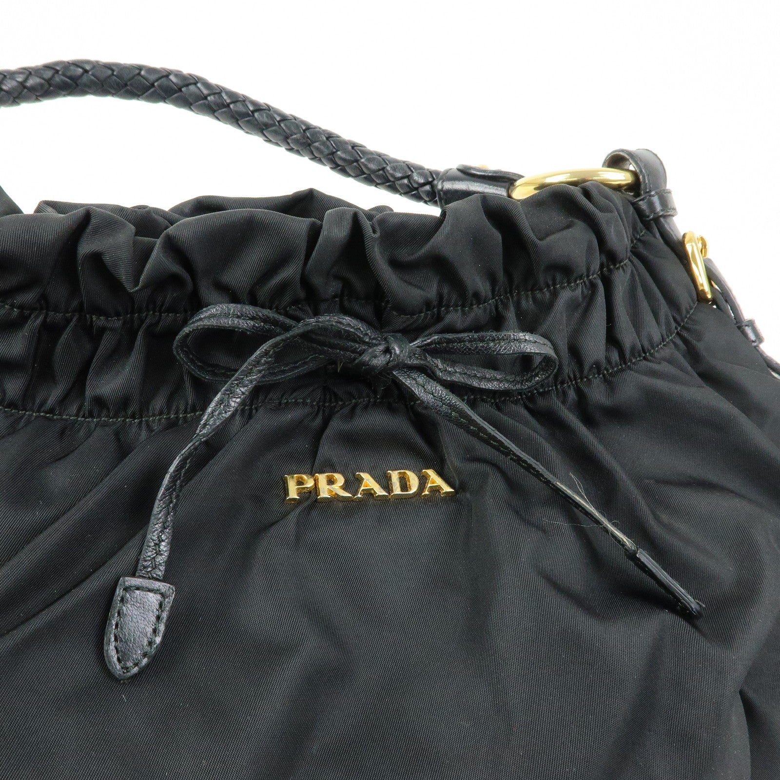 Prada Ribbon Shoulder Bag - Black, Nylon and Leather