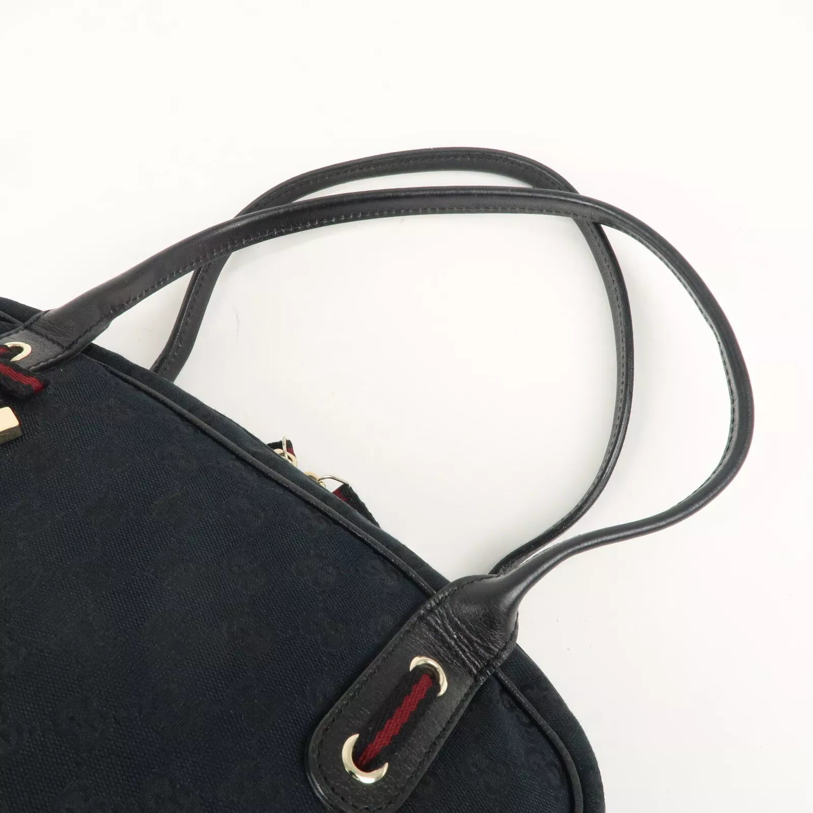 GUCCI Princy GG Canvas Leather Mini Boston Bag - Black, GG Canvas, Leather