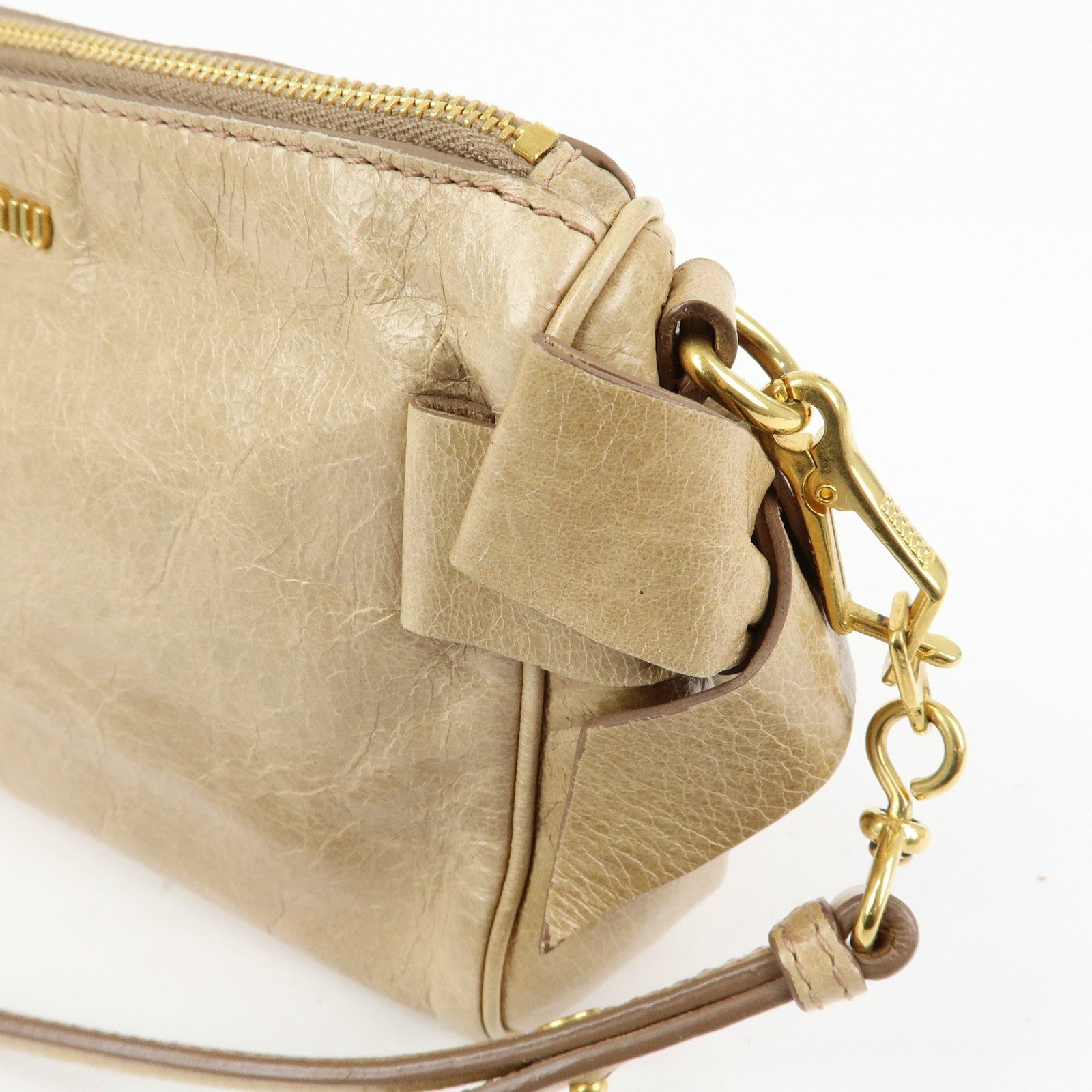 Miu Miu Double Sided Ribbons Handbag - Beige, Leather