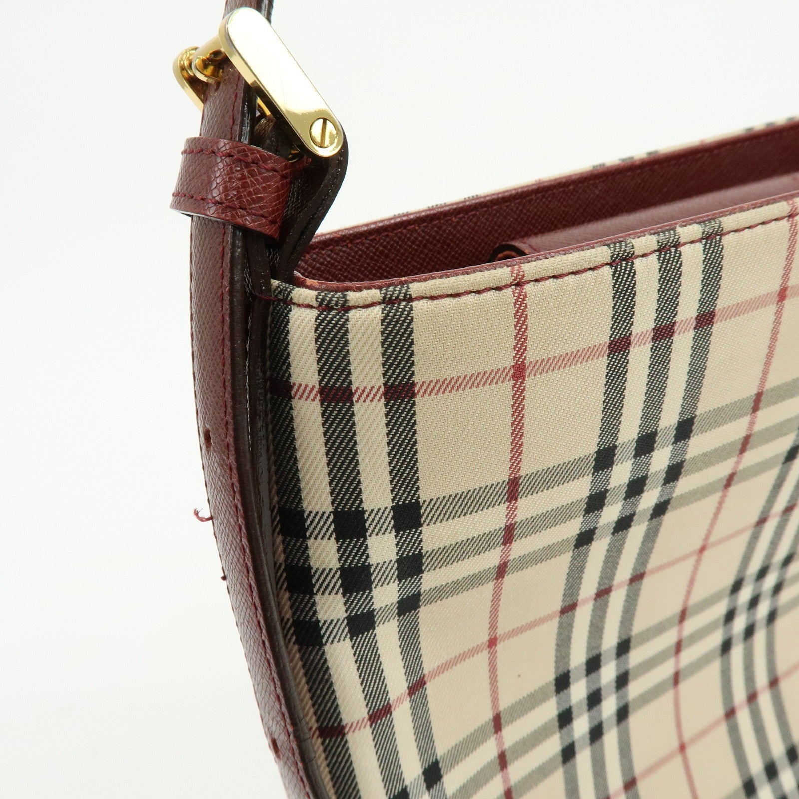 Burberry Shoulder Bag - Beige, Bordeaux, Canvas Leather
