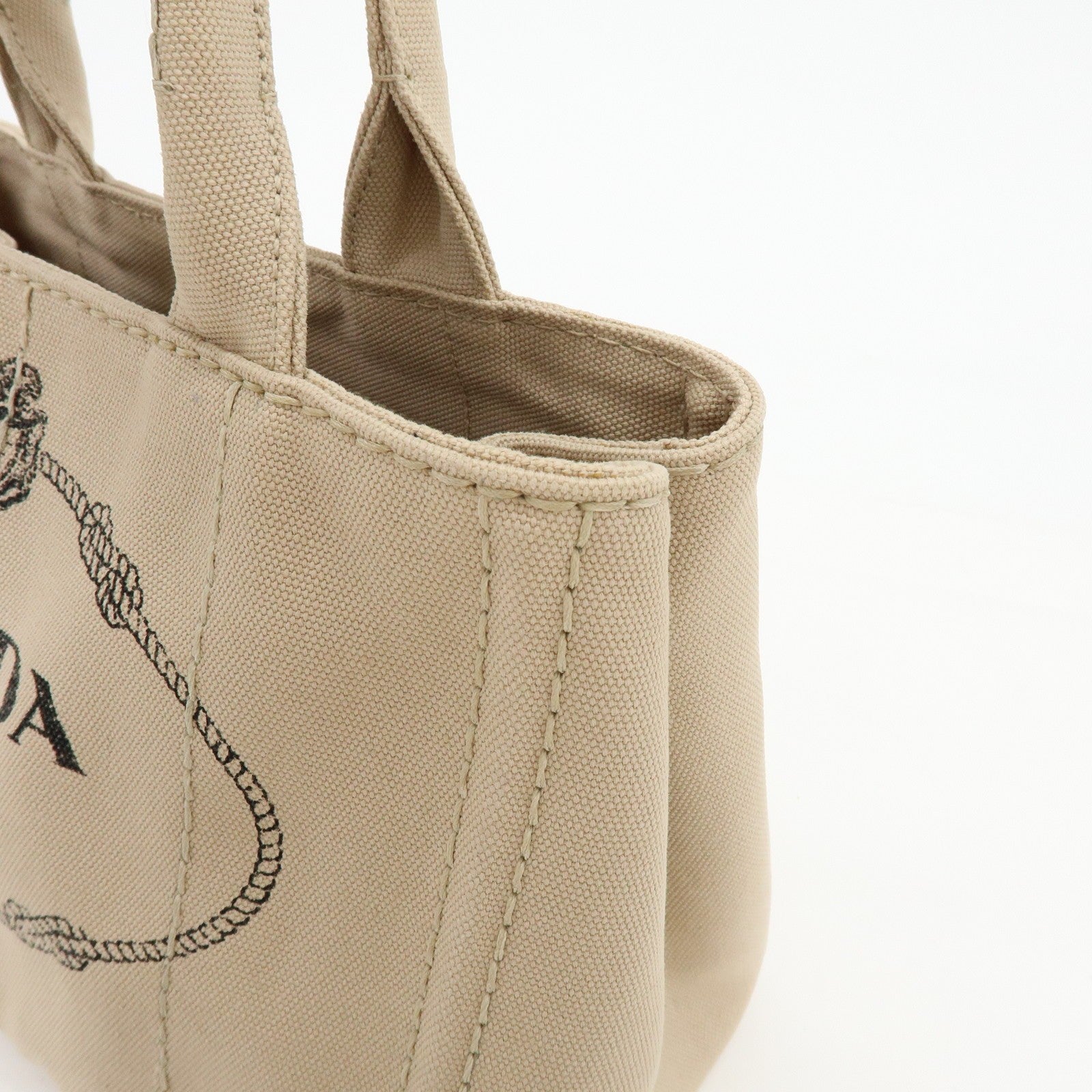 Prada Canapa Hand Bag - Beige, Canvas