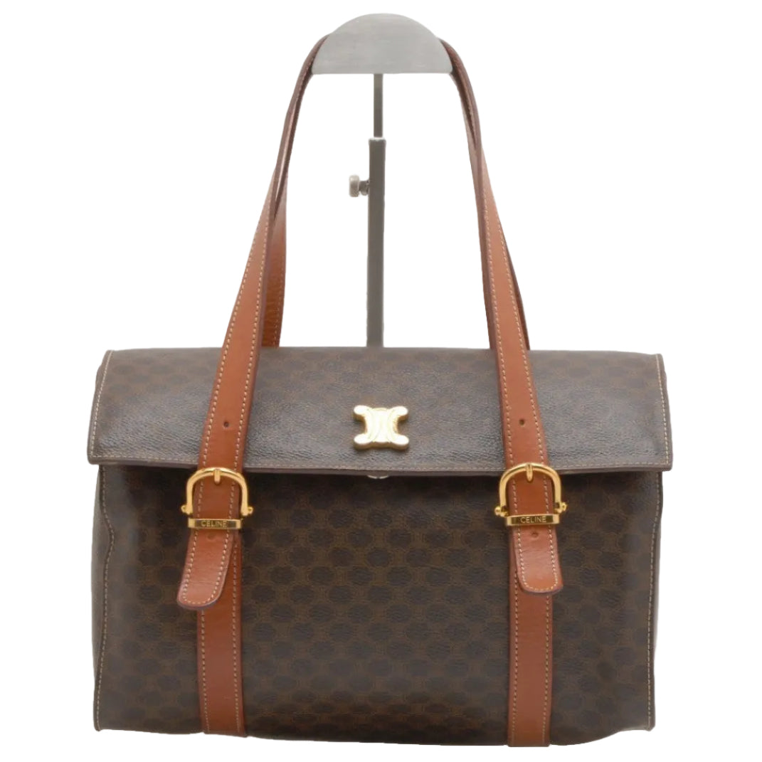 Celine Macadam Boston Handbag - Brown, PVC Leather